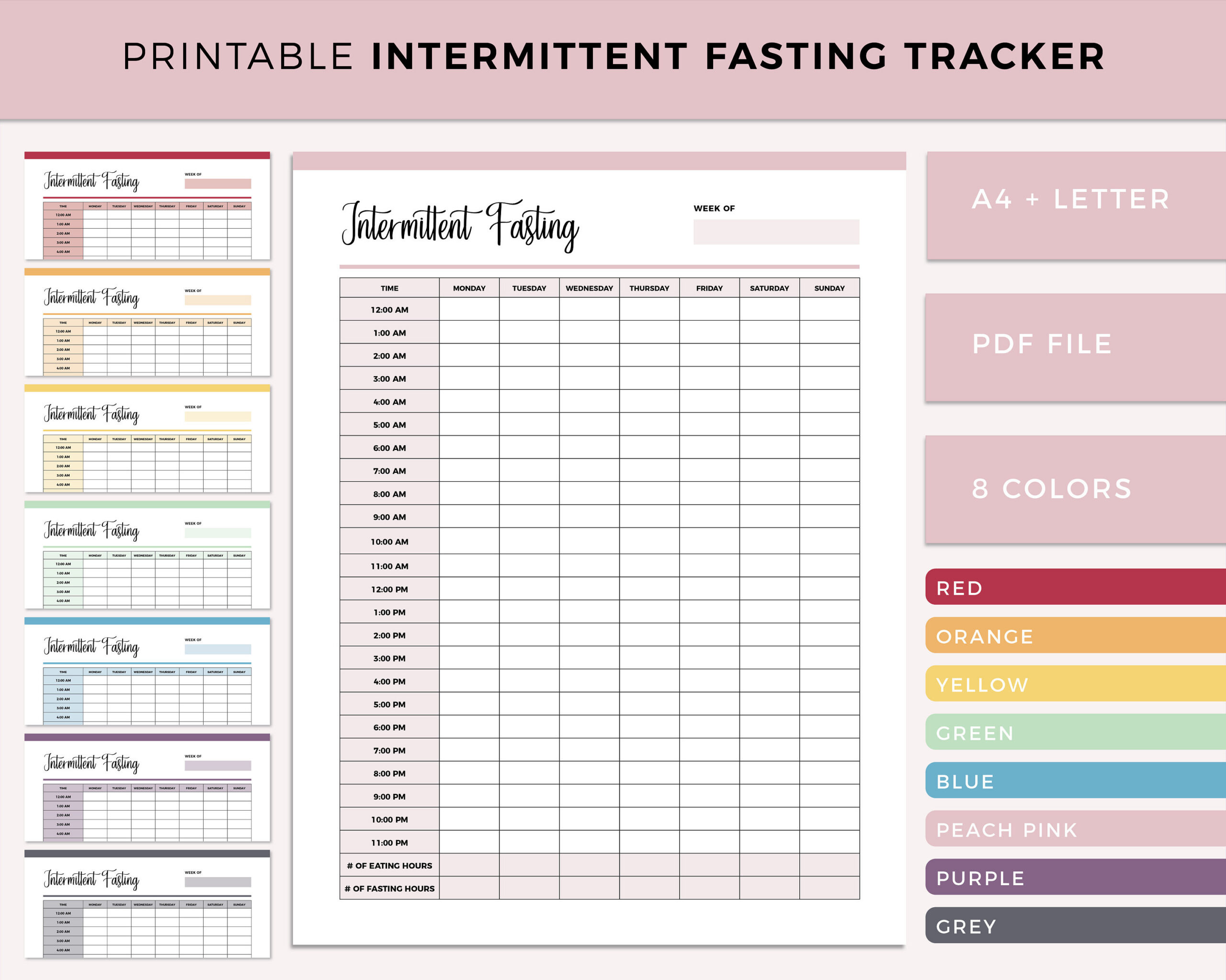 Intermittent Fasting Tracker Printable, Fasting Tracker, Fasting