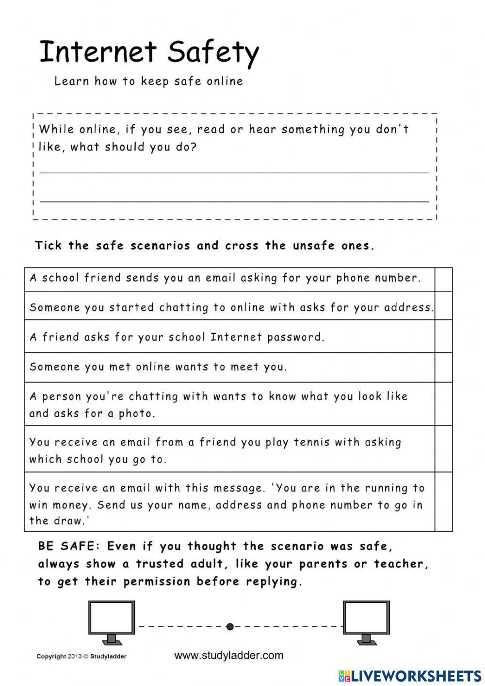 Internet Safety Free Interactive Worksheets Internet Safety Free Interactive Worksheets