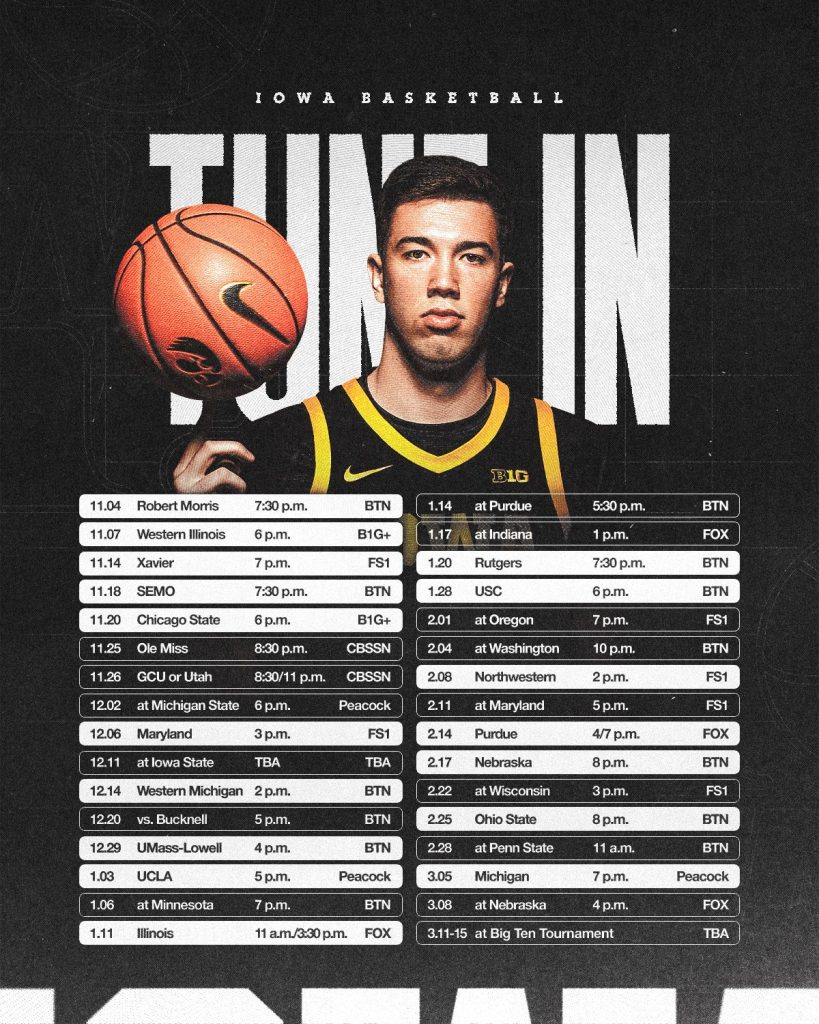 Iowa/Big Ten announce television information for - Iowa