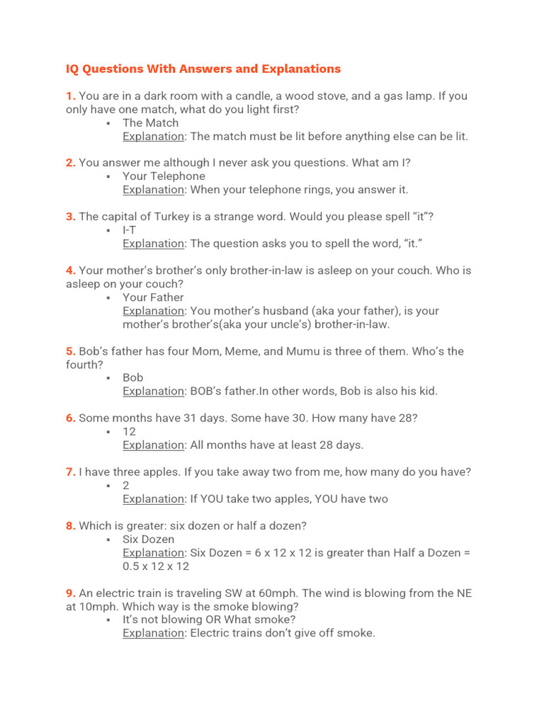 IQ Questions With Answers and Explanations  PDF