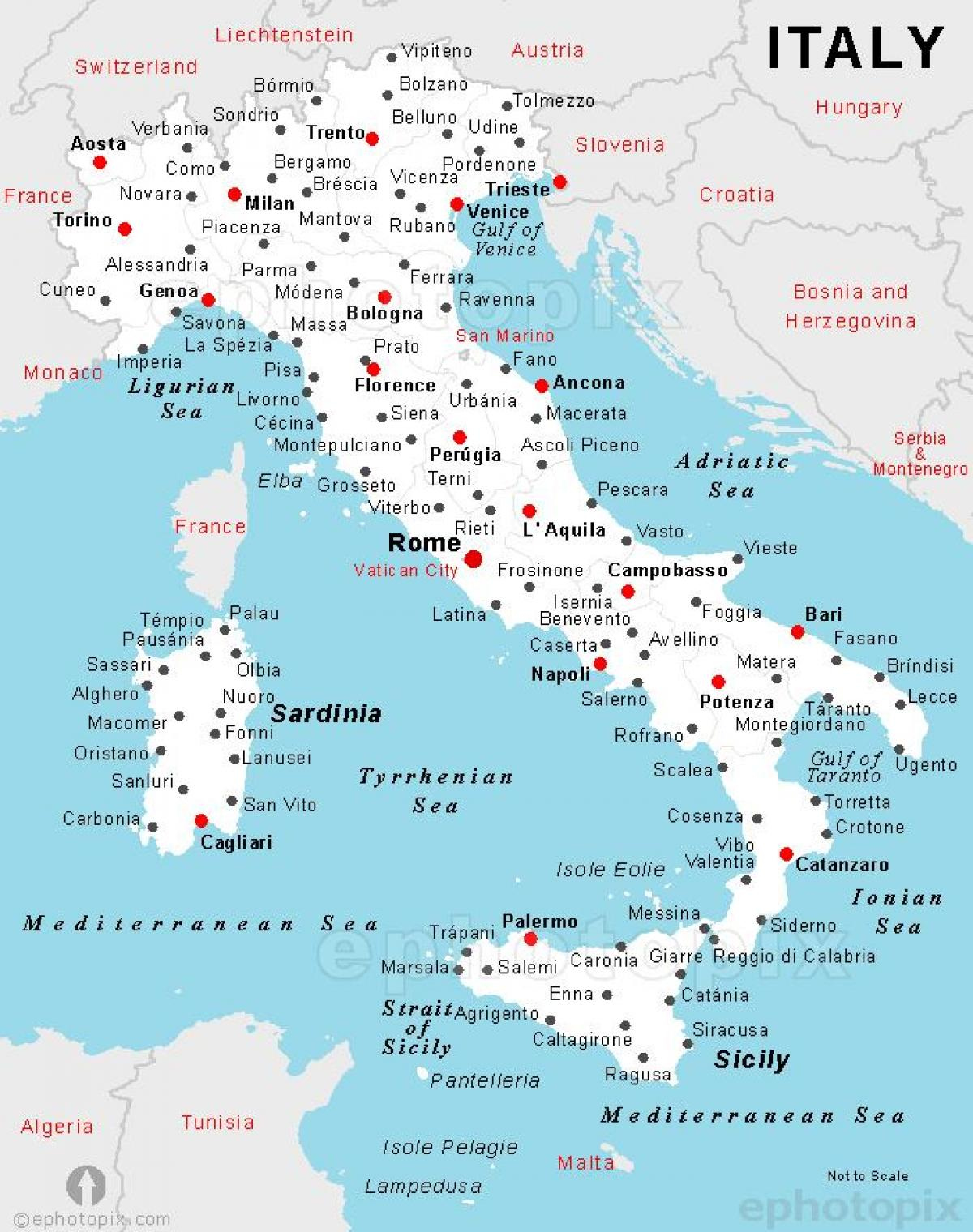 Italy map cities and towns - Detailed map of Italy with cities and