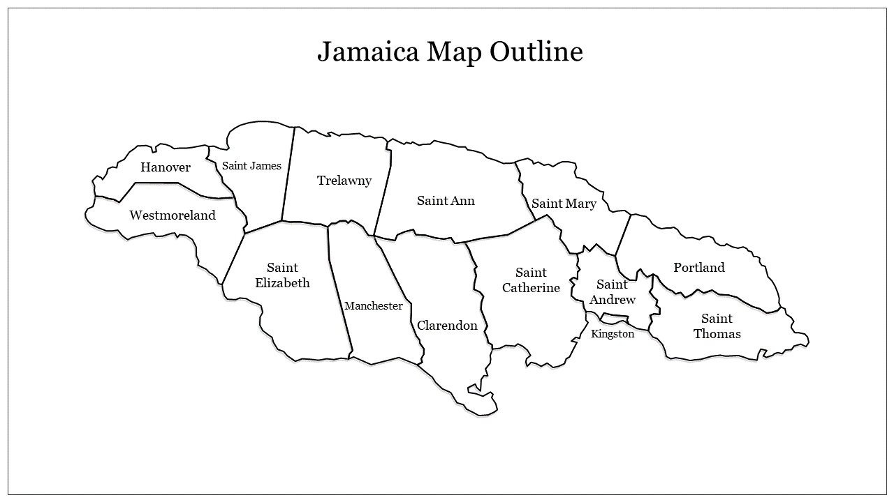 Jamaica Map Outline PPT Template and Google Slides