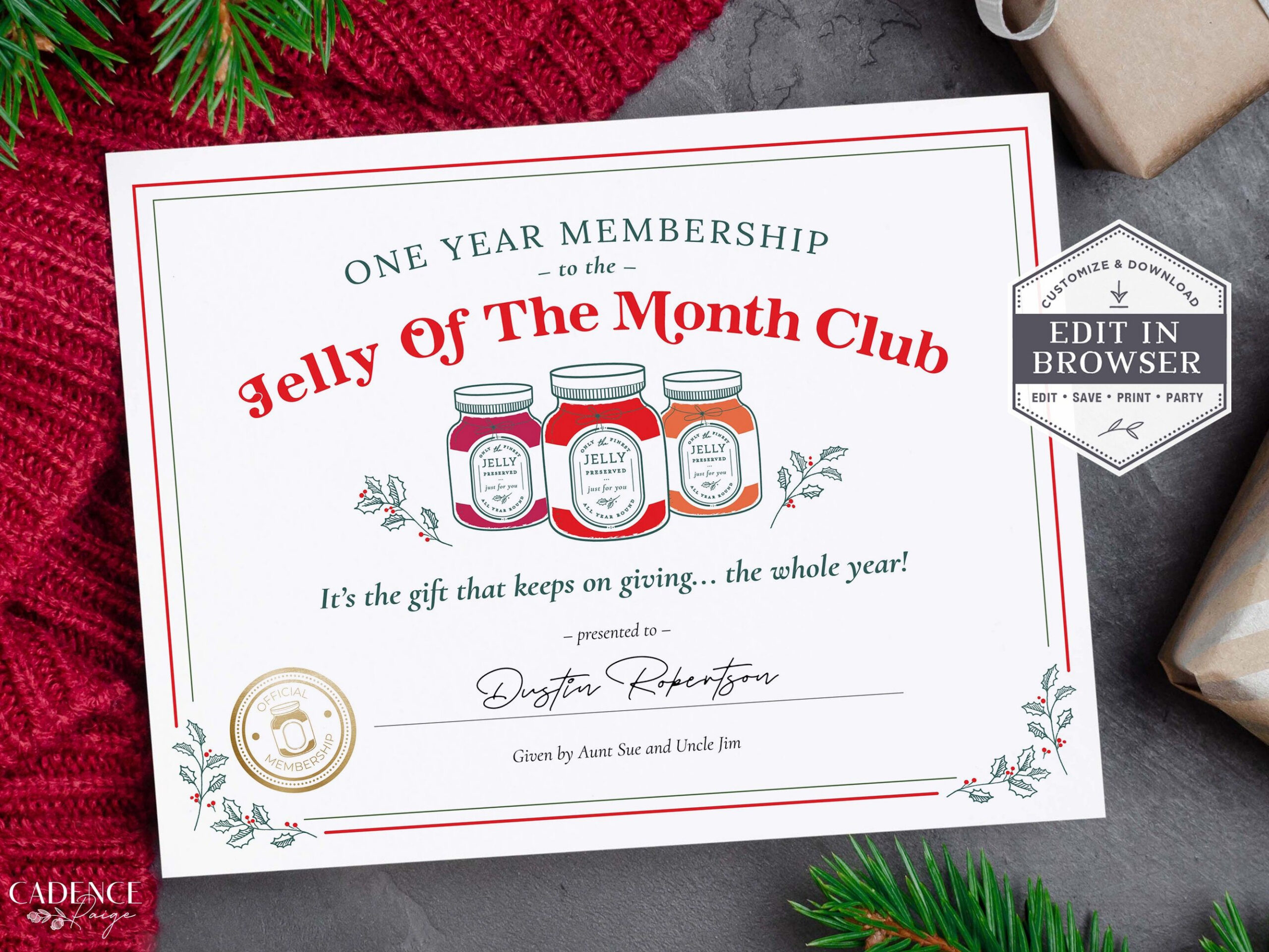 Jelly of the Month Club Download, Printable Jelly of the Month