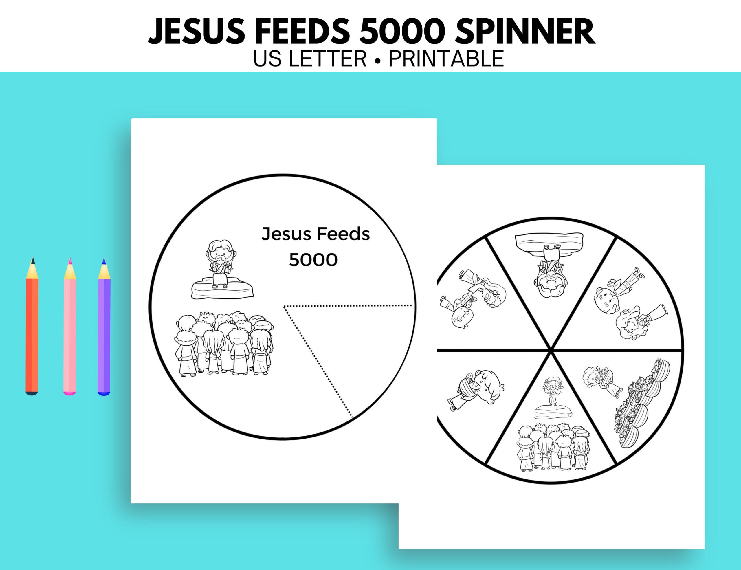 Jesus Feeds  Spinner, Jesus Feeds the Multitudes Bible Story