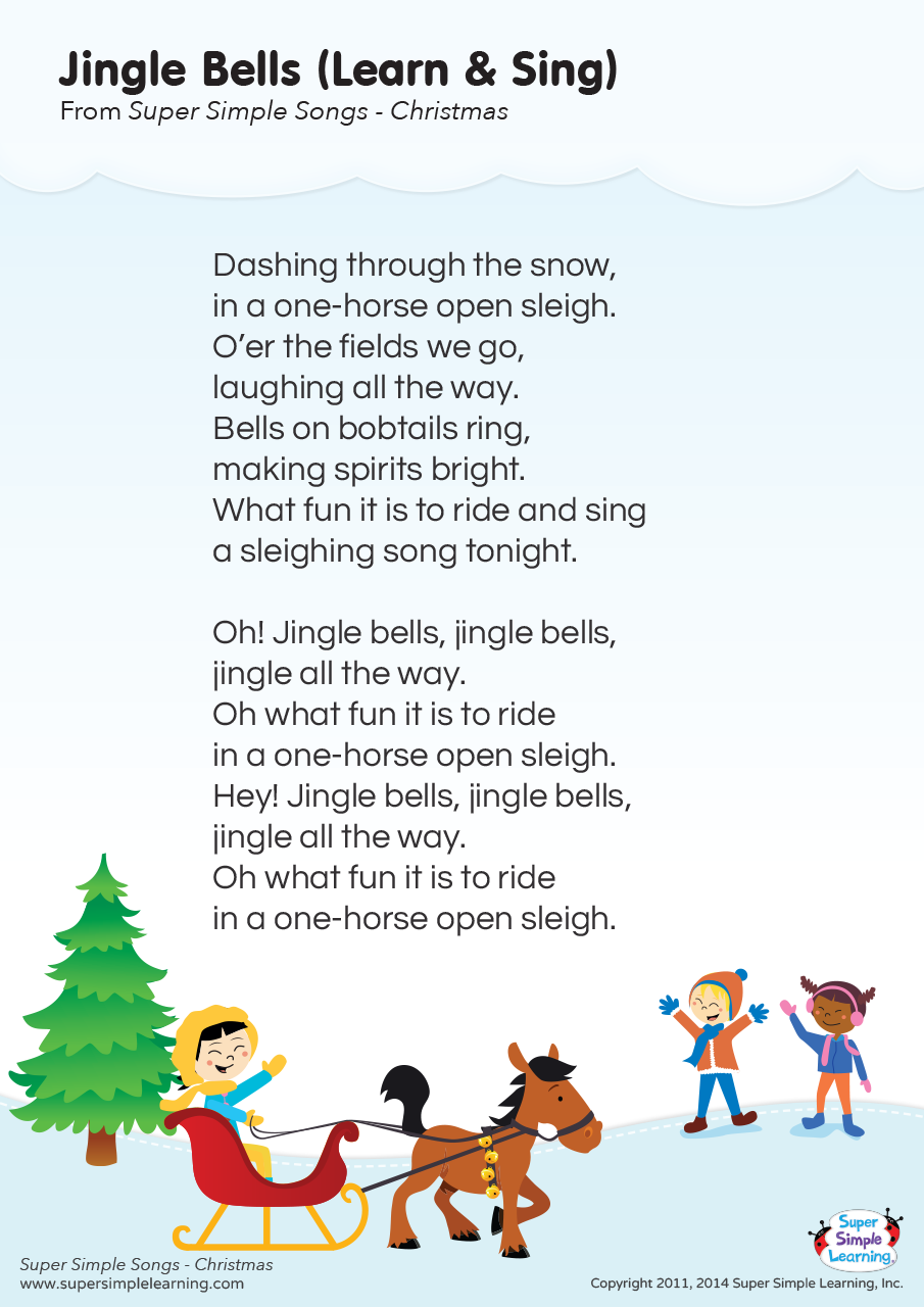 Jingle Bells (Learn & Sing) Lyrics Poster - Super Simple Jingle Bells (Learn & Sing) Lyrics Poster - Super Simple