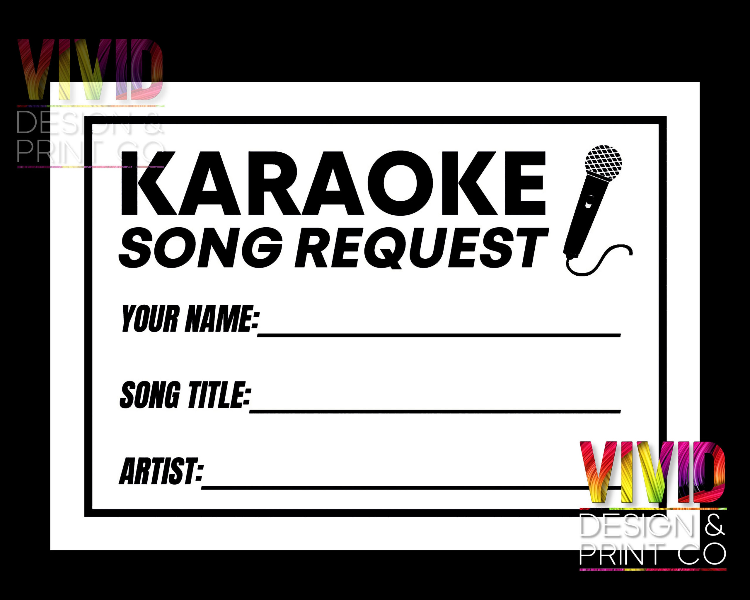 Karaoke Song Request Slips: Black & White Printable (digital Karaoke Song Request Slips: Black & White Printable (digital