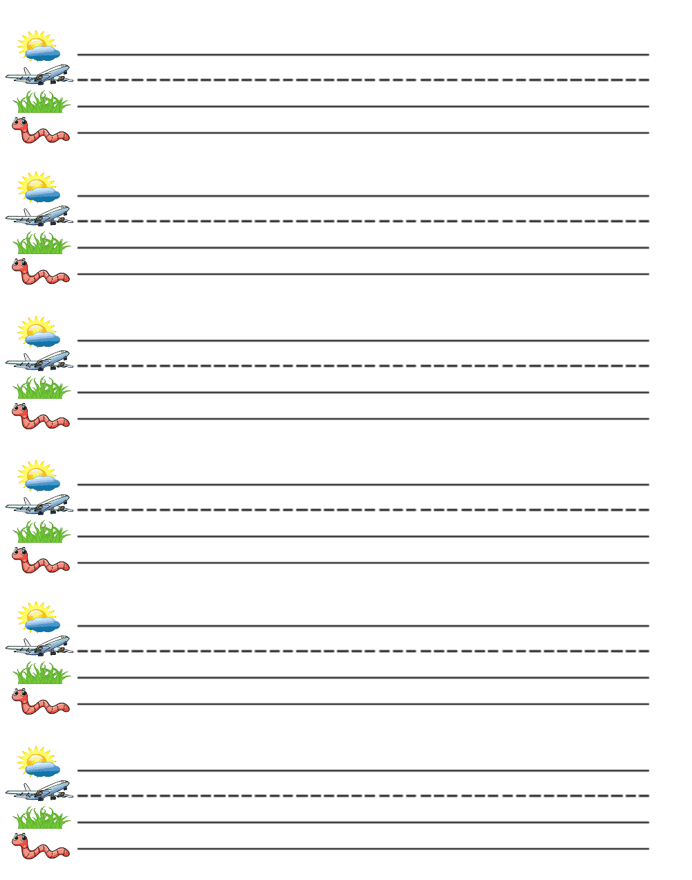 Kindergarten Lined Paper Free Printable {Sky Line, Plane Line