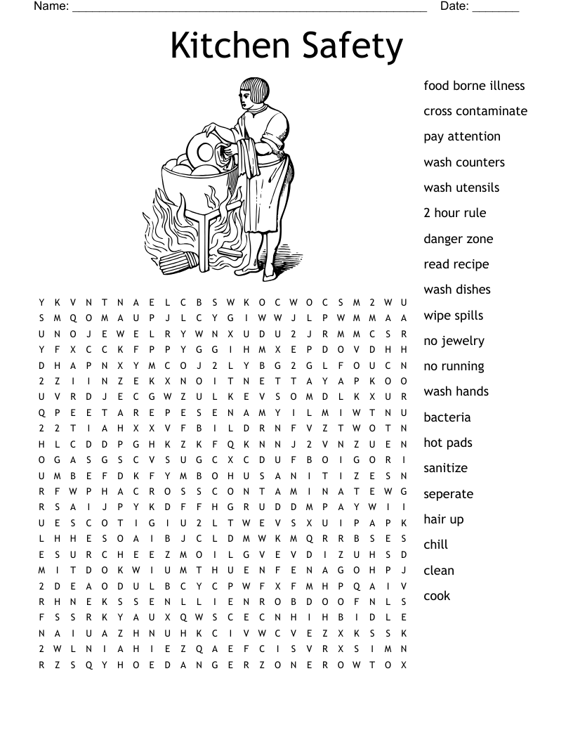 Kitchen Safety Worksheet - WordMint Kitchen Safety Worksheet - WordMint
