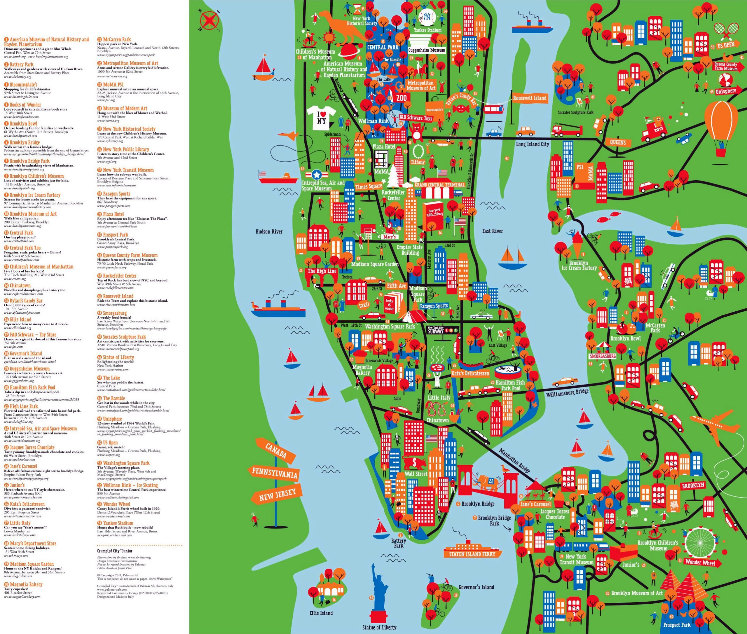 Large detailed New York tourist attractions map New York USA Large detailed New York tourist attractions map New York USA