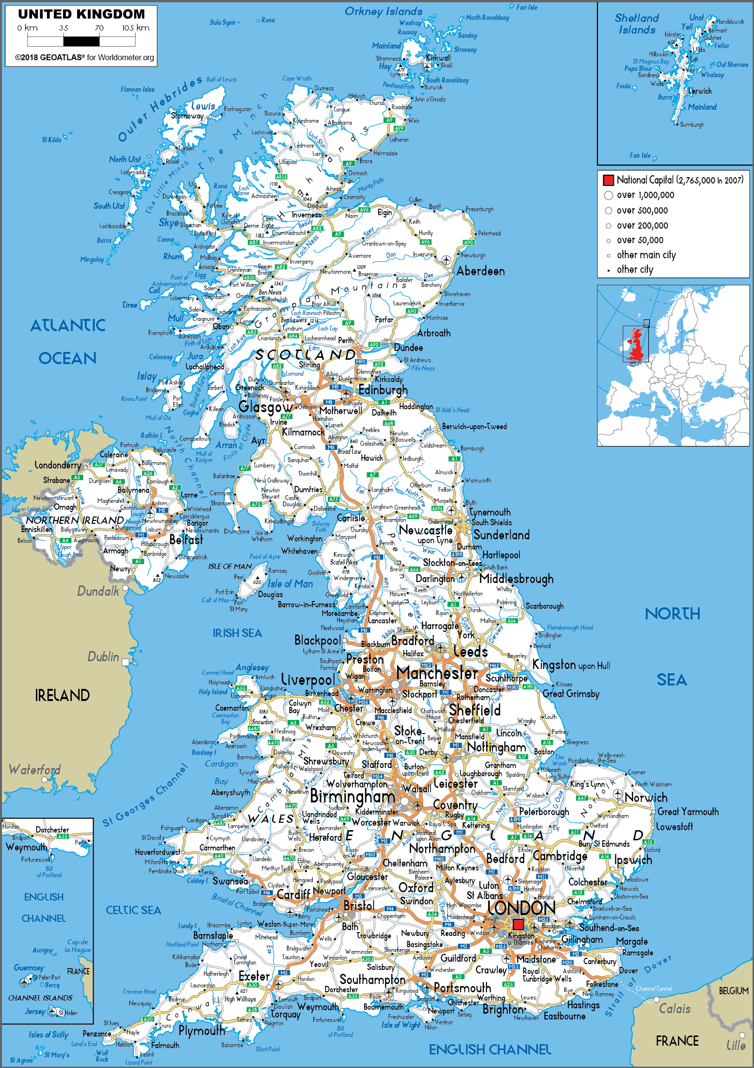 Large size Road Map of the United Kingdom - Worldometer