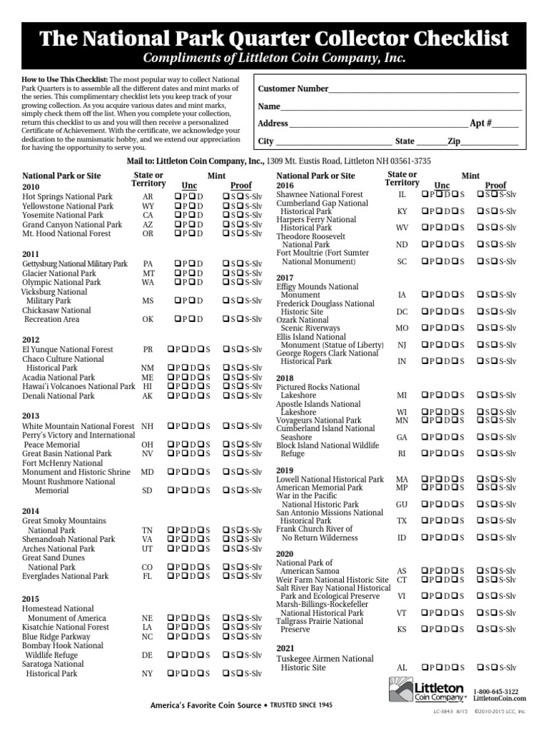 LC  National Park Quarter Checklist  PDF  Protected Area