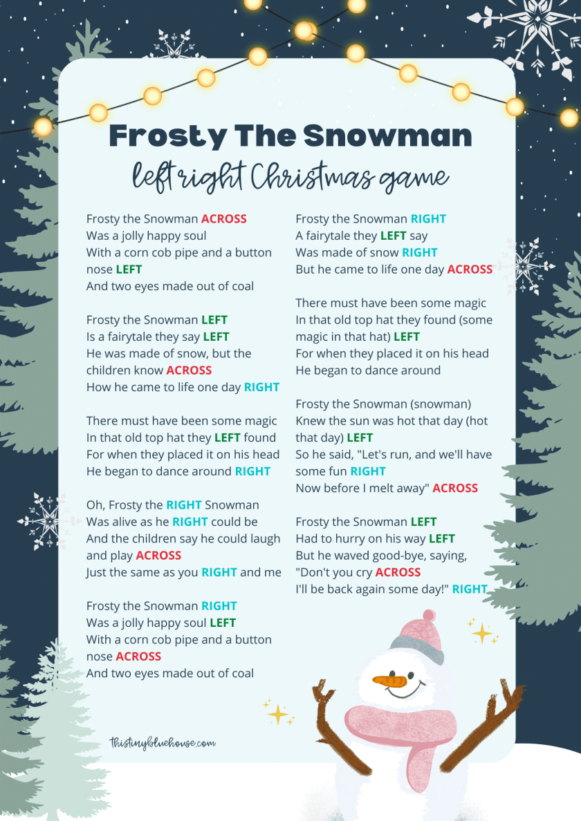 Left Right Across Christmas Game Printables - This Tiny Blue House