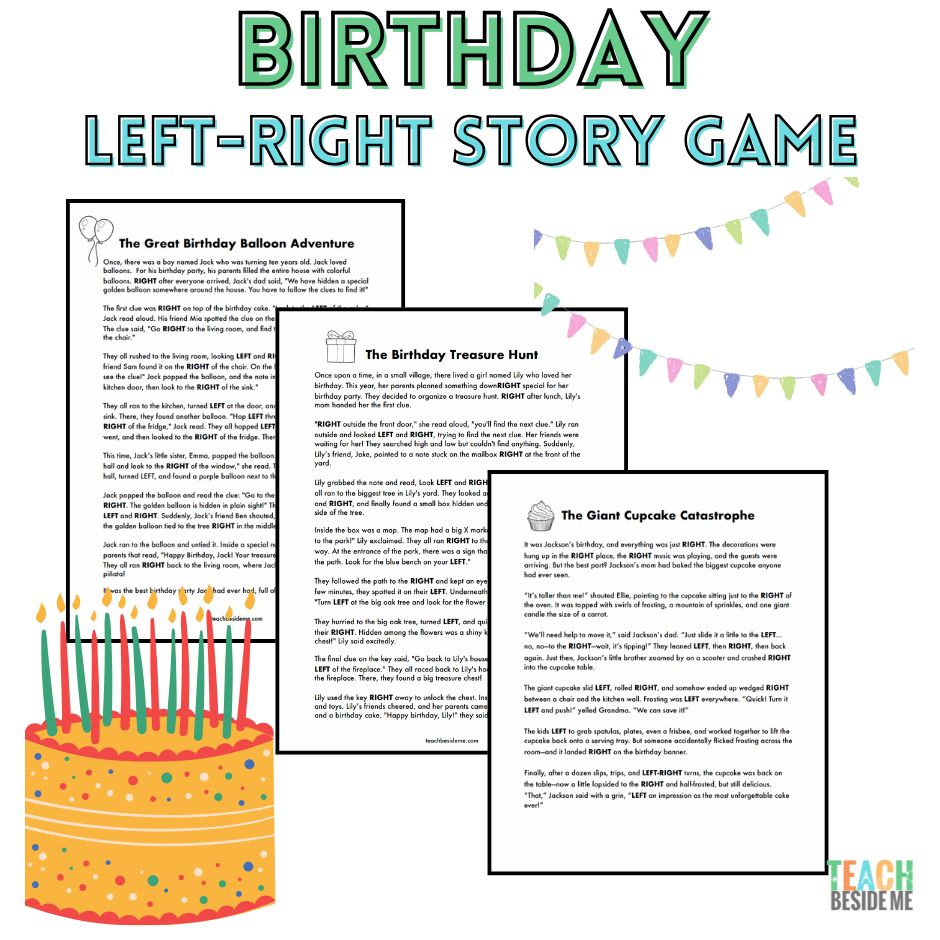 Left-Right Story Birthday Party Game Pack