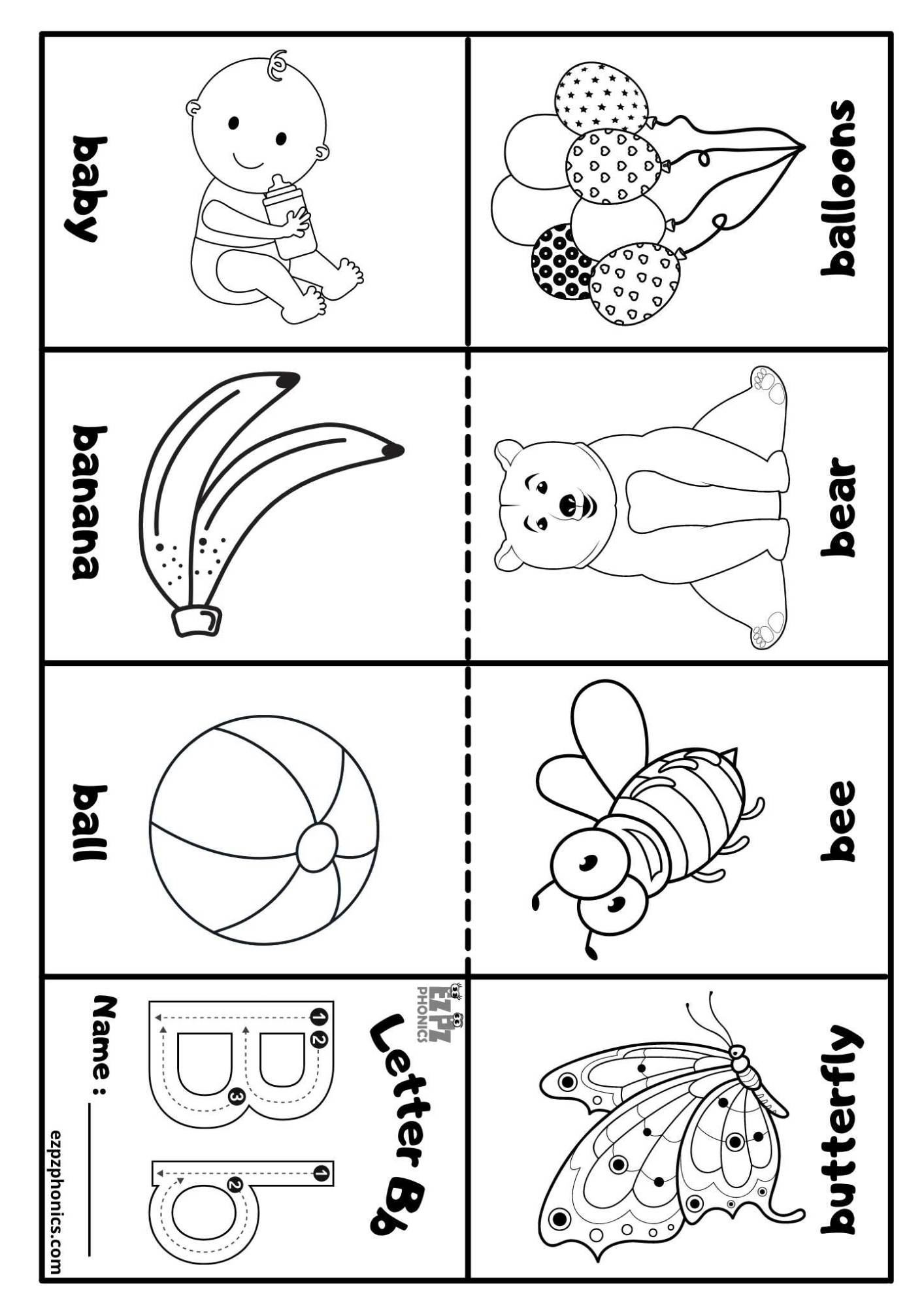 Letter b Mini Coloring Book Free Printable PDF - ezpzphonics