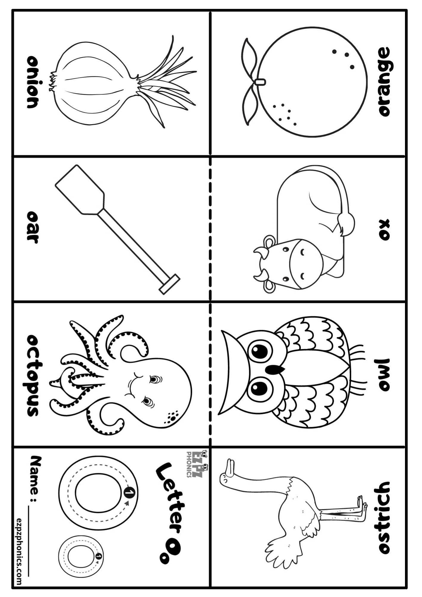 Letter O Mini Coloring Book Free Printable PDF - ezpzphonics