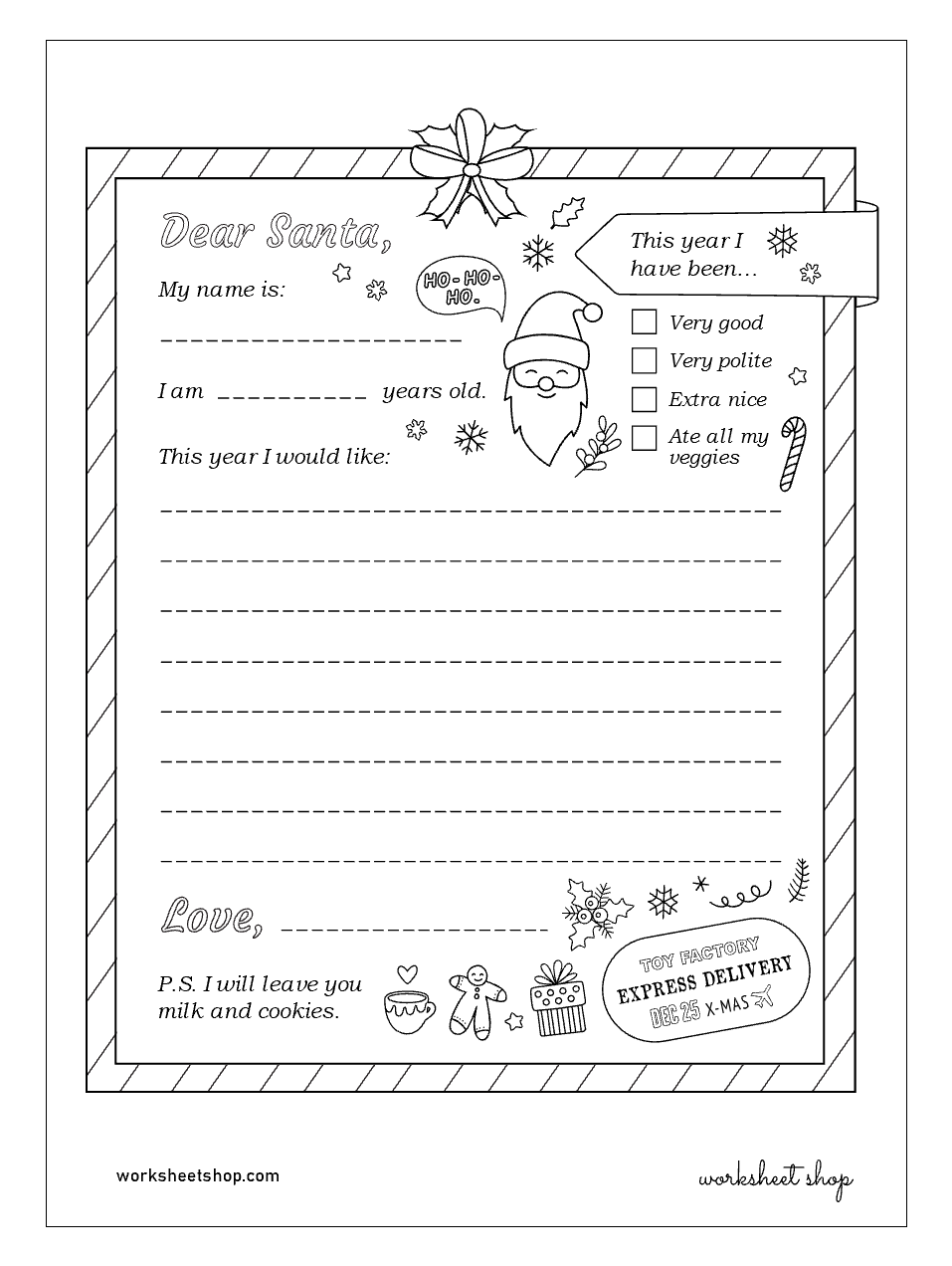 Letter to Santa – Worksheet Shop Letter to Santa – Worksheet Shop