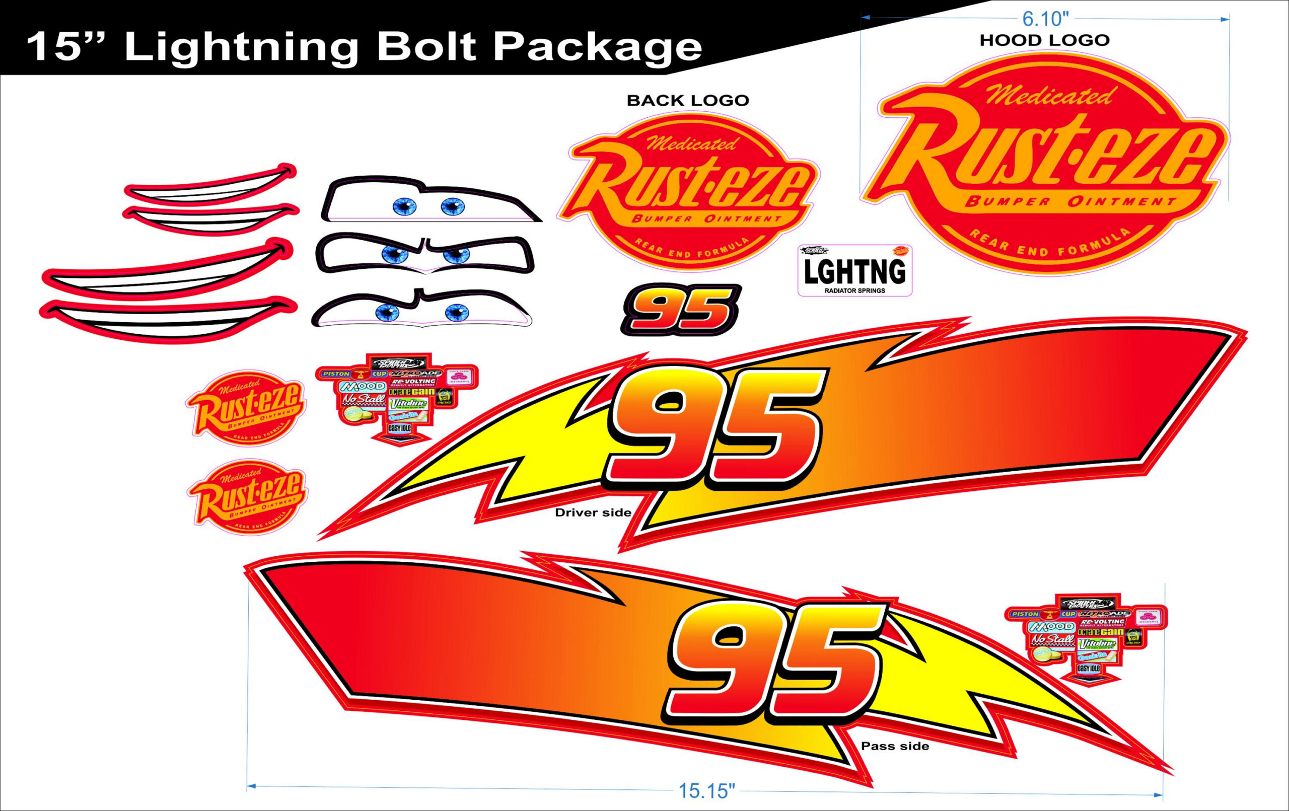 Lightning Mcqueen Decals " - Etsy