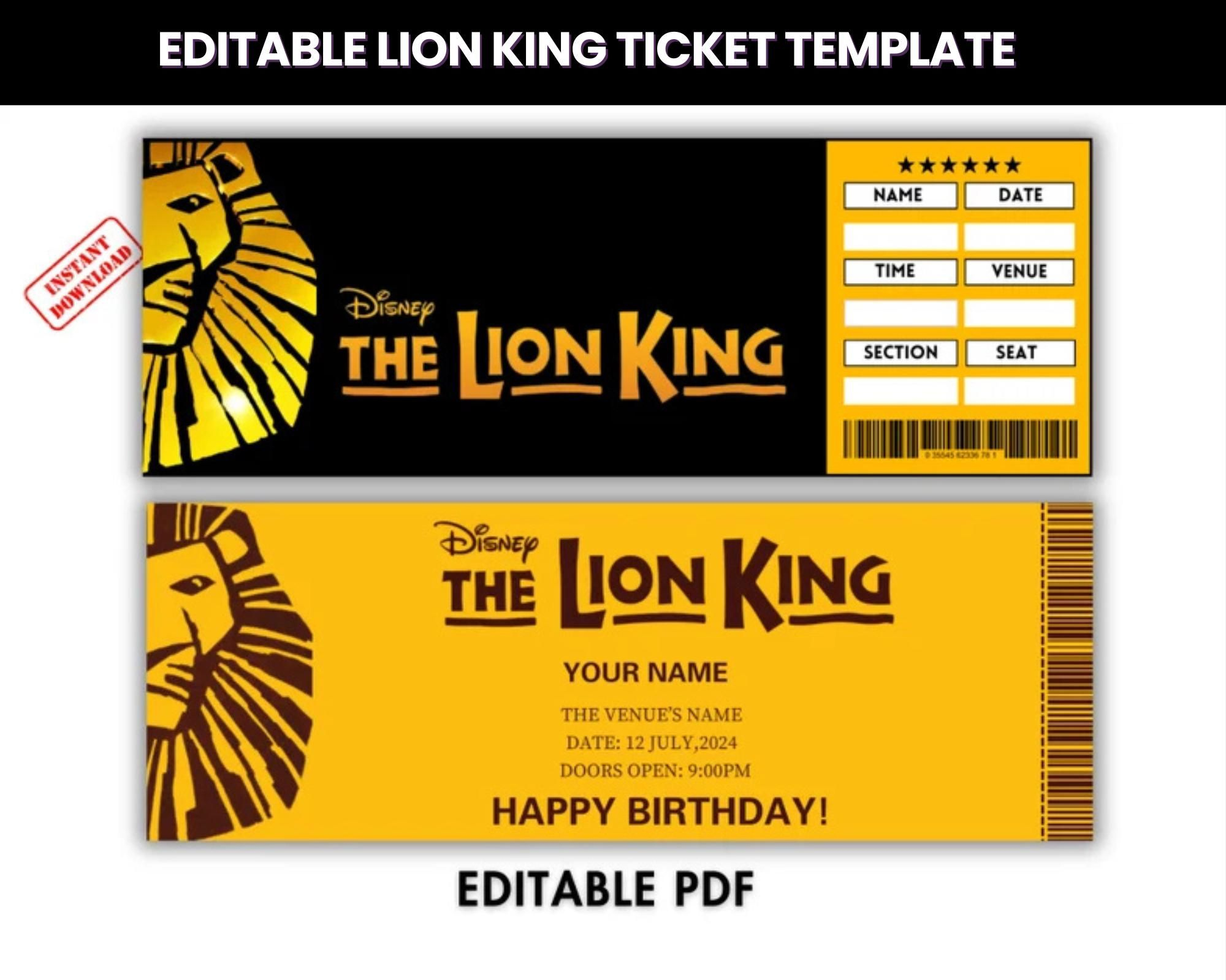 Lion King Tickets Gift - Shop on Pinterest