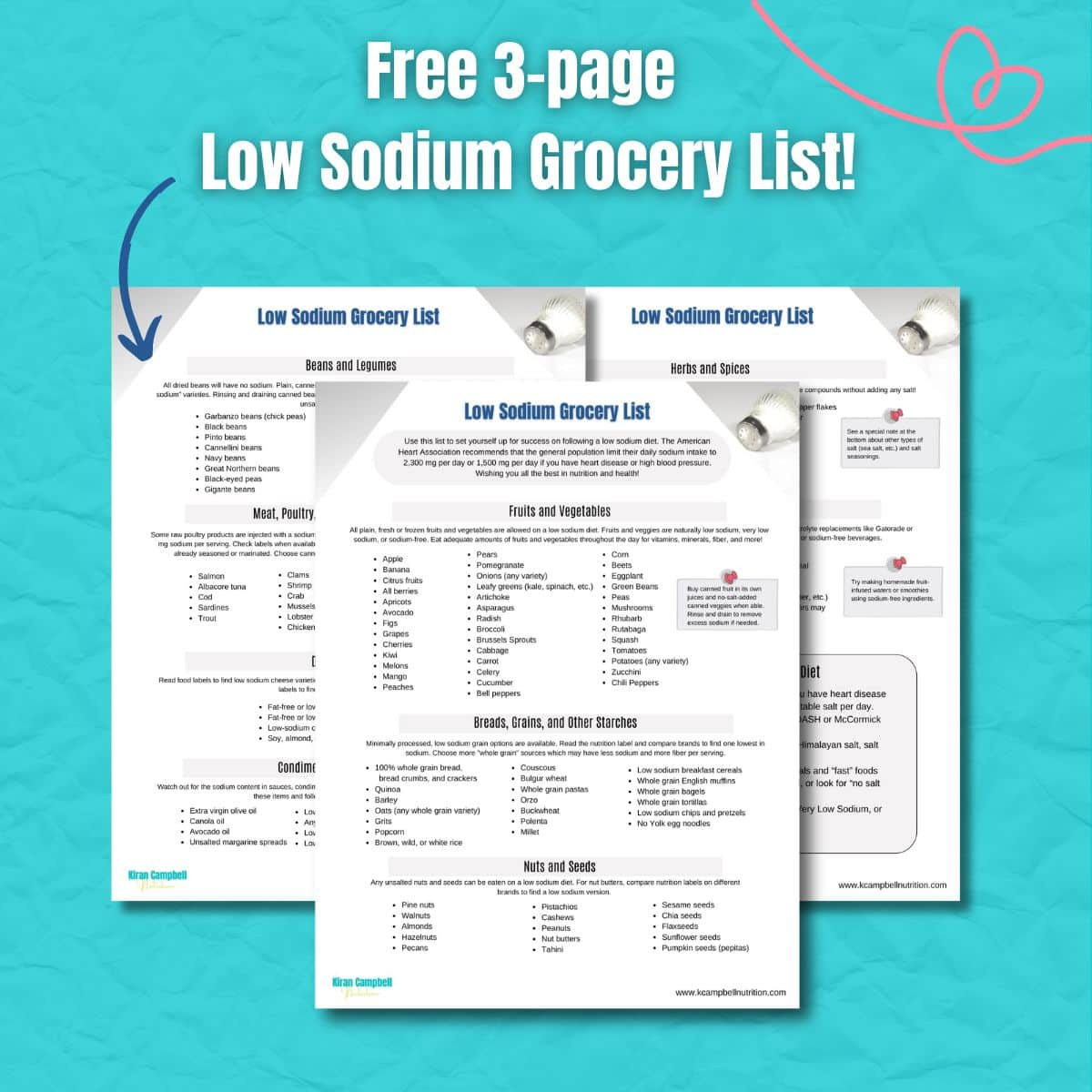 Low Sodium Grocery List for a Heart-Healthy Diet (Free PDF)
