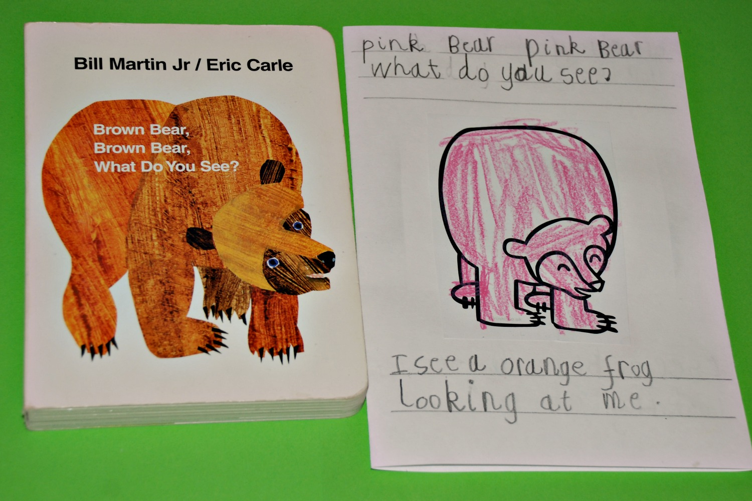 Making a Brown Bear Brown Bear mini-book  ofamily learning together