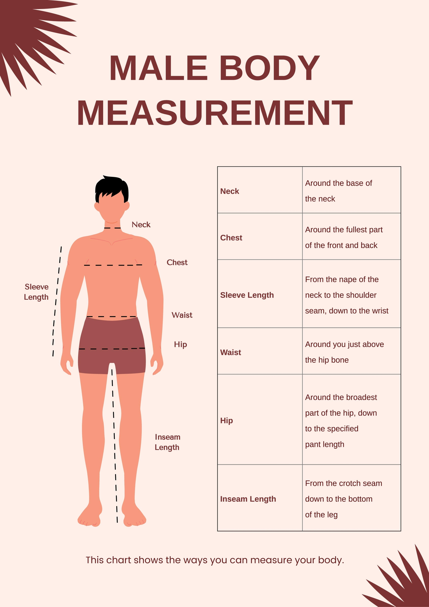 Male Body Measurement Chart in Illustrator, PDF - Download Male Body Measurement Chart in Illustrator, PDF - Download