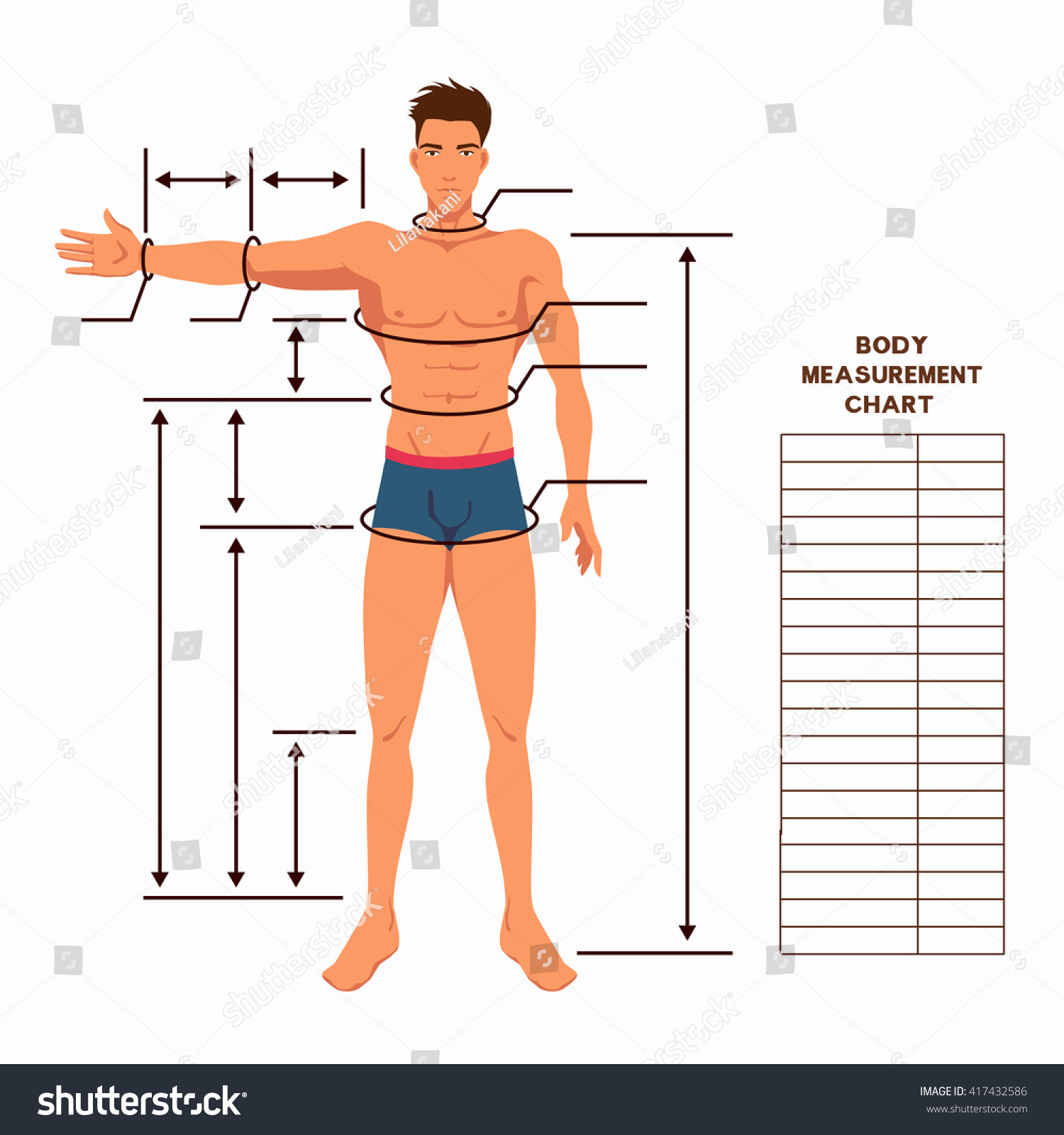 Male Body Measurement Chart Scheme Measurement Stock Vector Male Body Measurement Chart Scheme Measurement Stock Vector