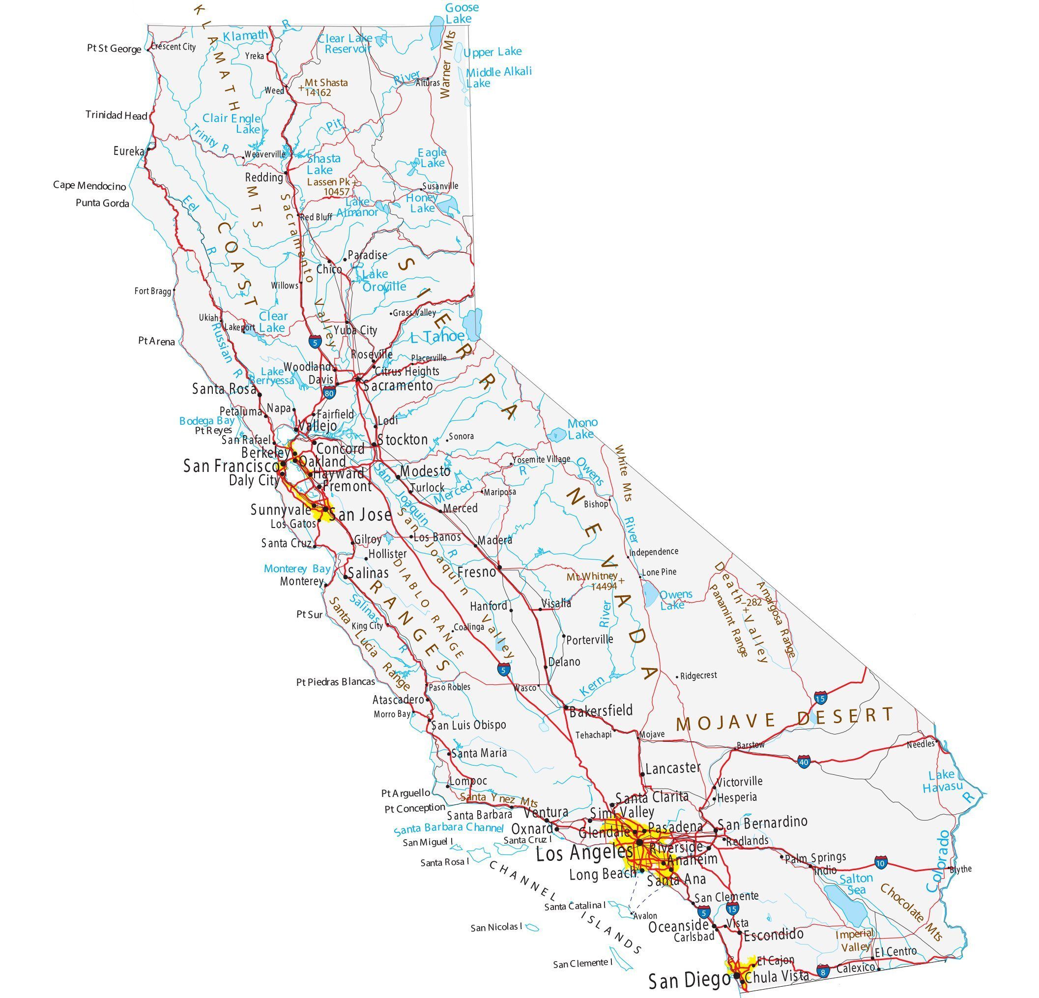 Map of California - Cities and Highways - GIS Geography Map of California - Cities and Highways - GIS Geography