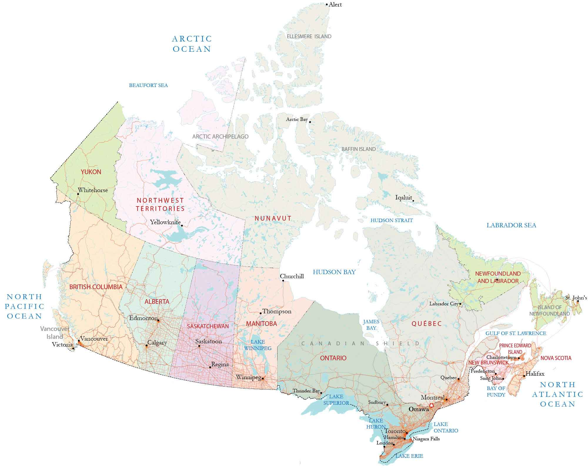 Map of Canada - Cities and Roads - GIS Geography Map of Canada - Cities and Roads - GIS Geography