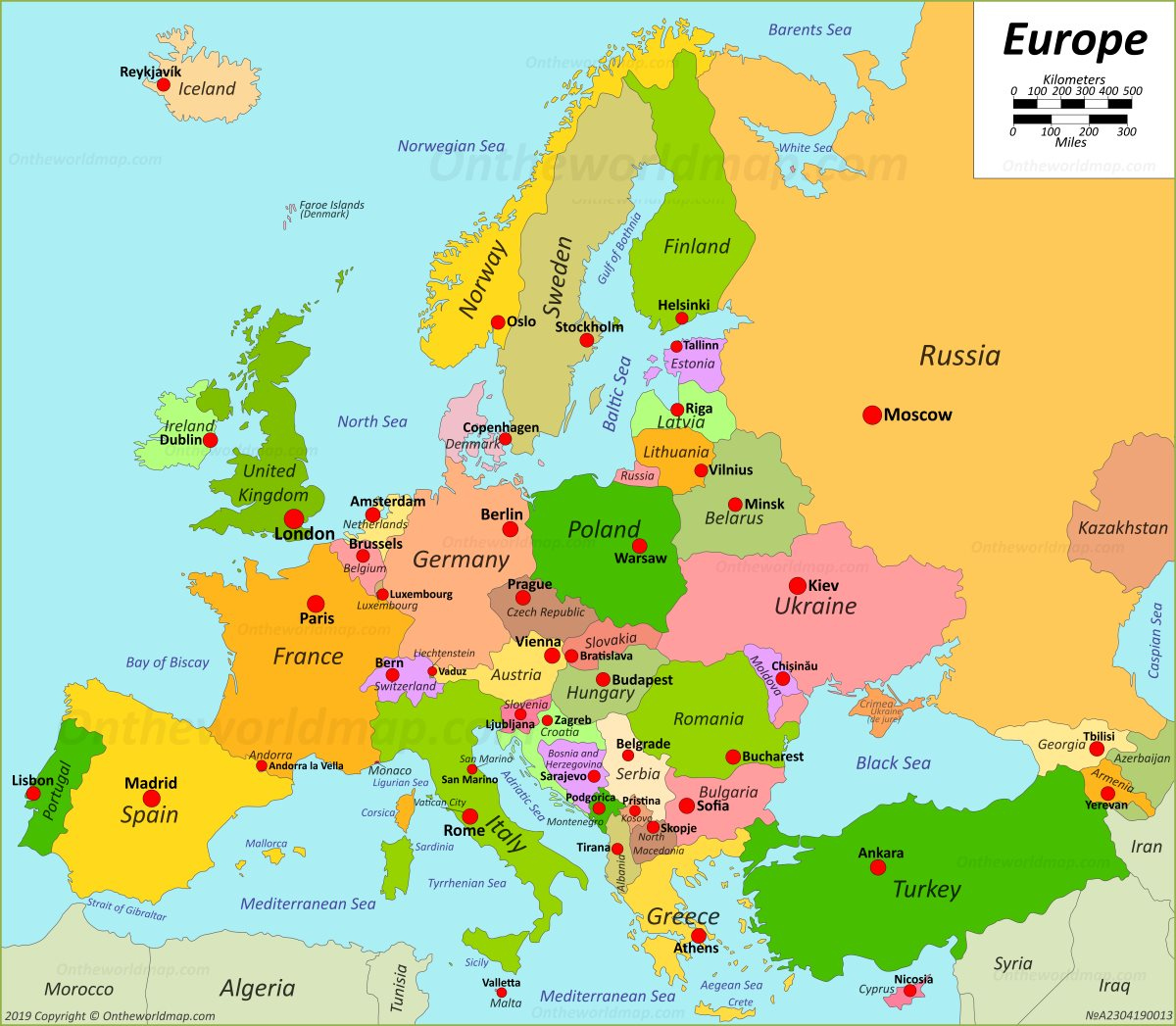 Map of Europe With Capitals - Ontheworldmap