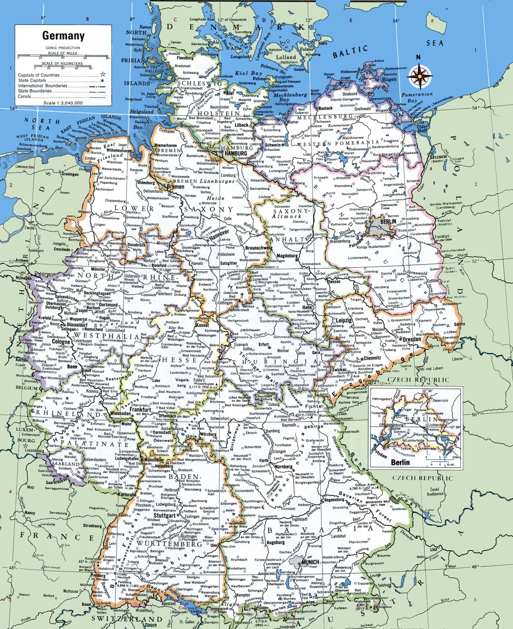 Map of Germany with cities and towns - Ontheworldmap