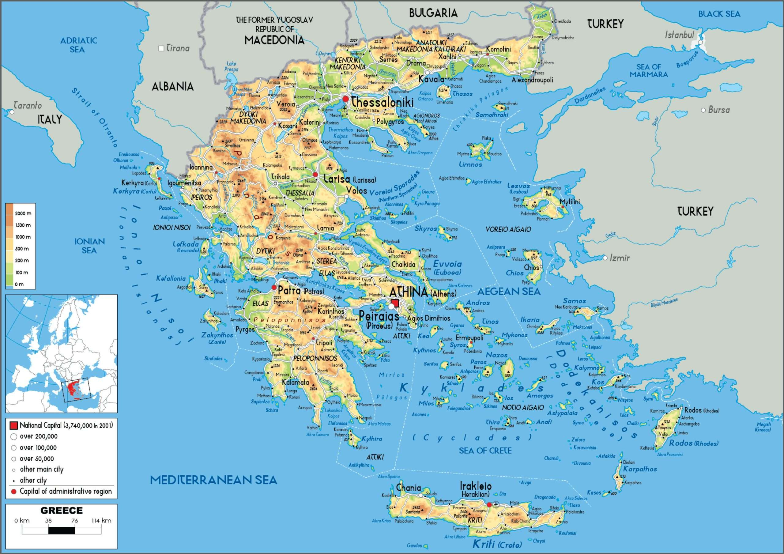 ▷ Map of Greece to print  Download FREE