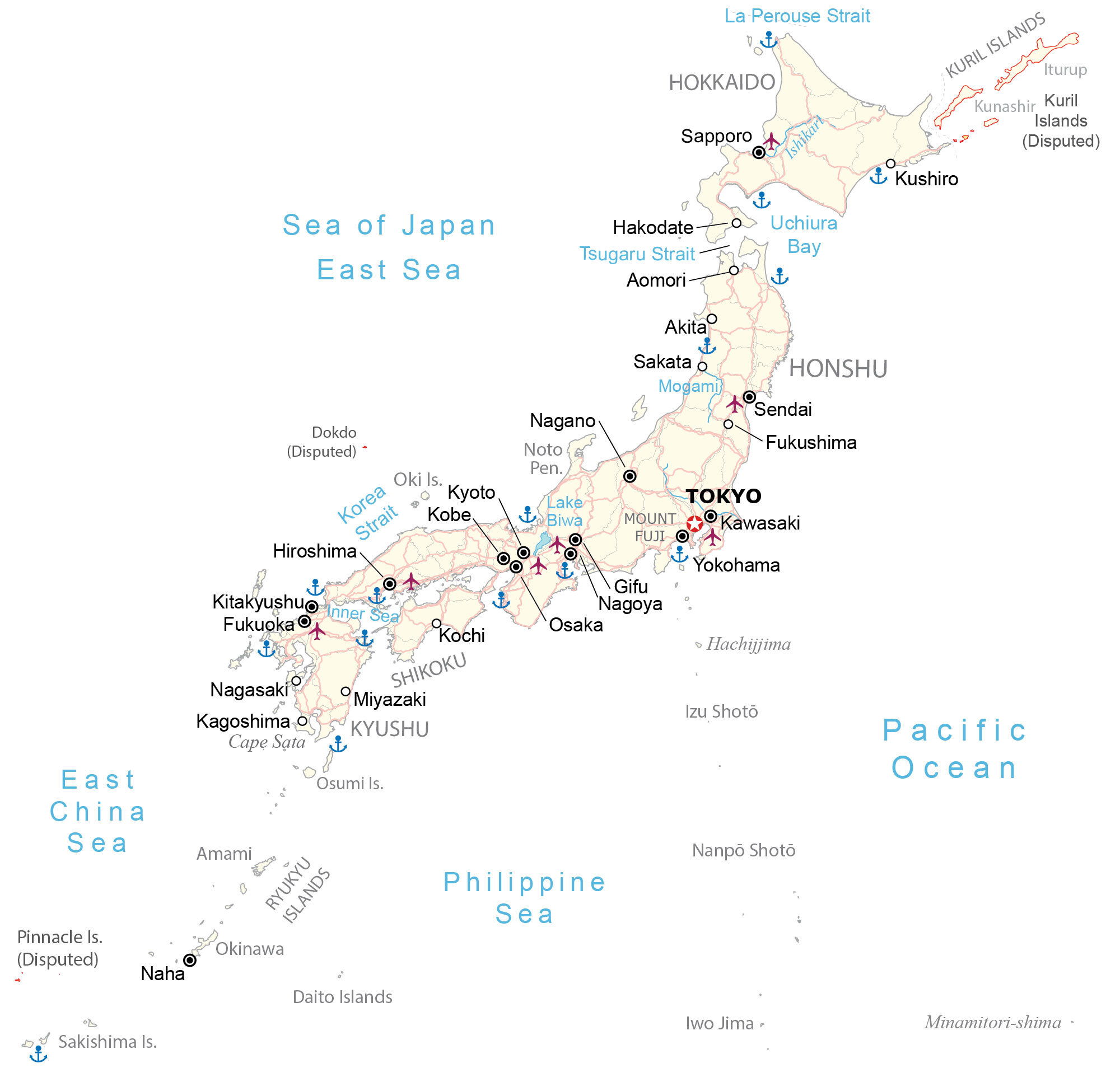 Map of Japan - Cities and Roads - GIS Geography
