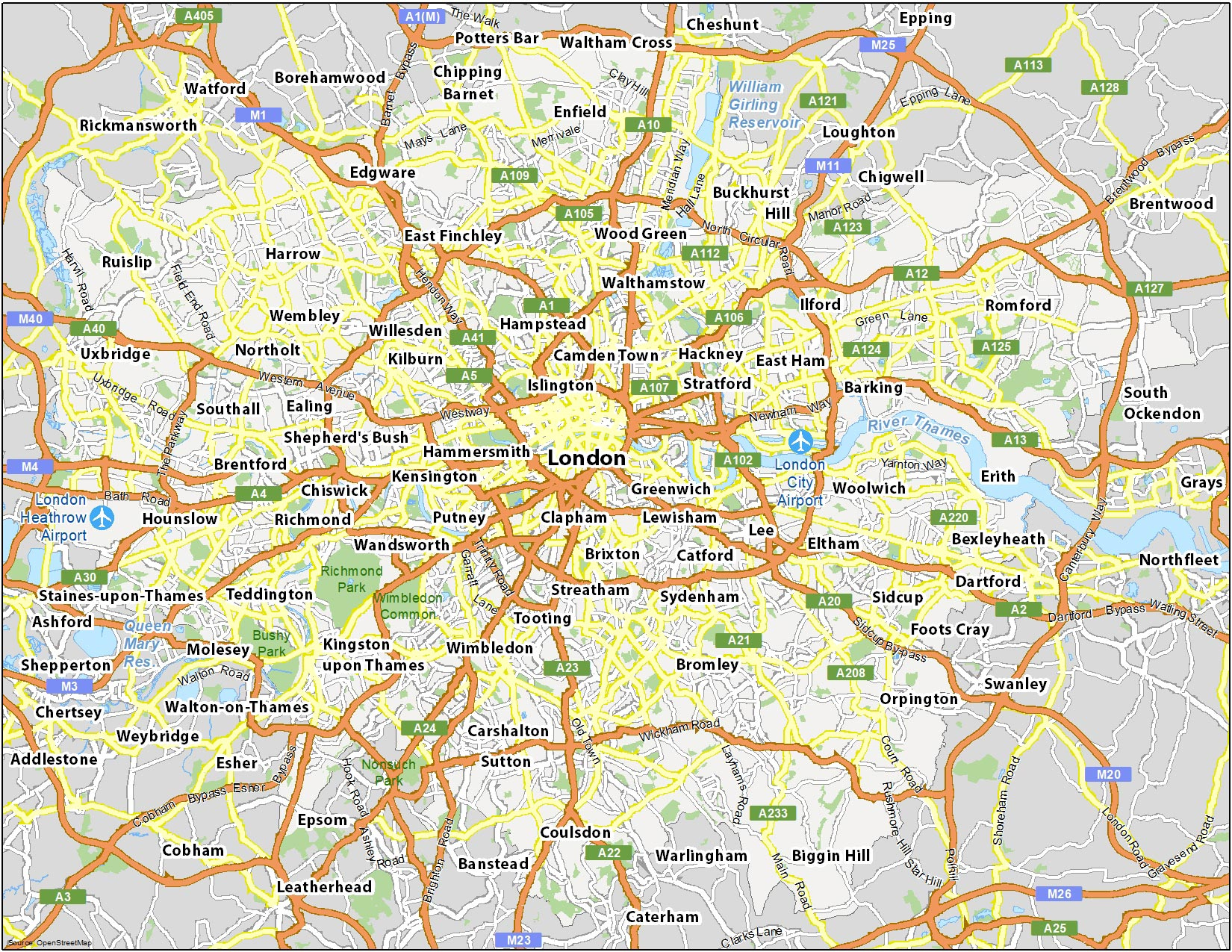 Map of London, England - GIS Geography