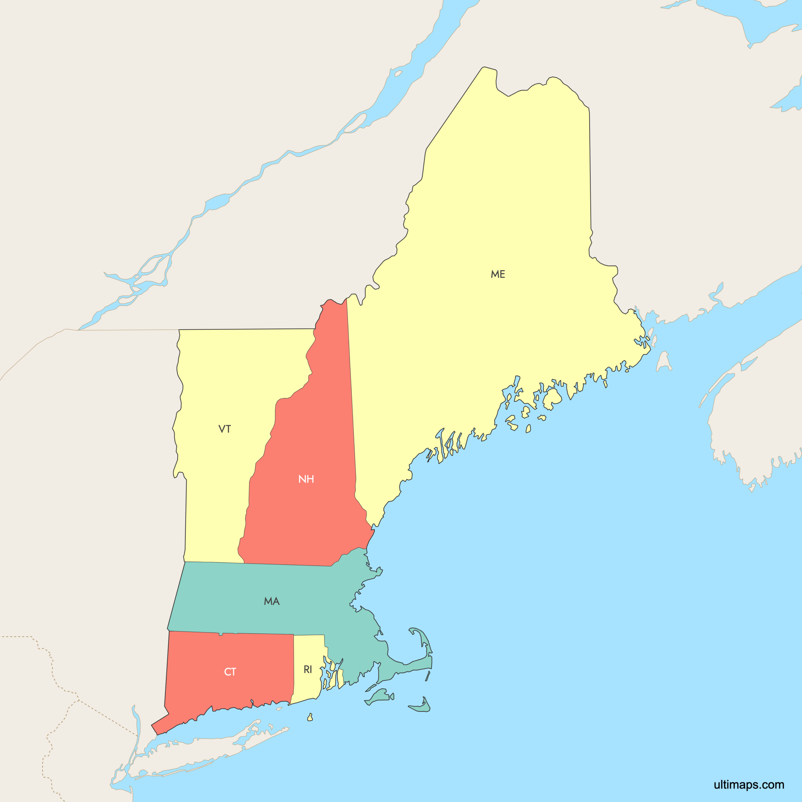Map of New England States  Explore, Download & Create Your Own