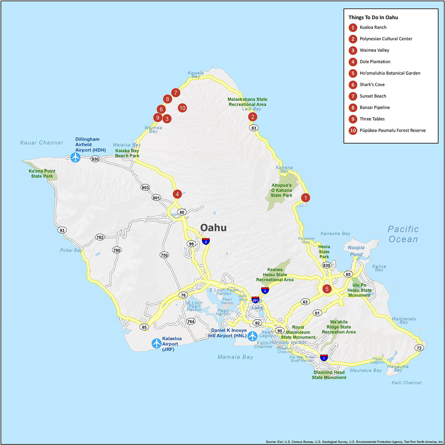 Map of Oahu Island, Hawaii - GIS Geography Map of Oahu Island, Hawaii - GIS Geography