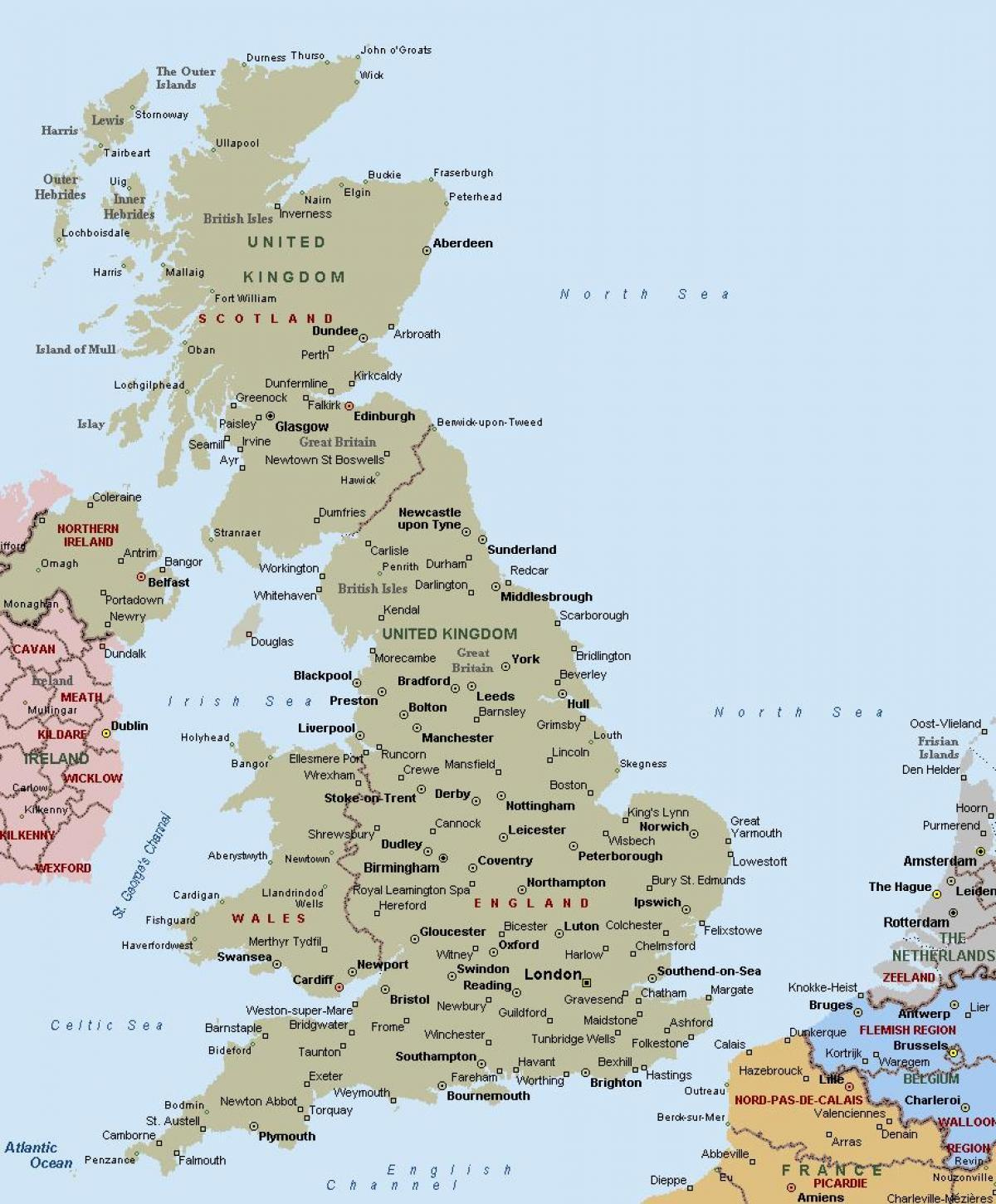 Map of United Kingdom (UK) cities: major cities and capital of