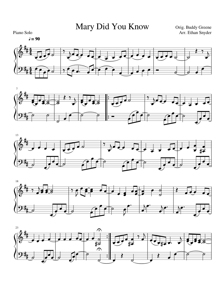 Mary Did You Know? Sheet Music for Piano (Solo) easy  MuseScore