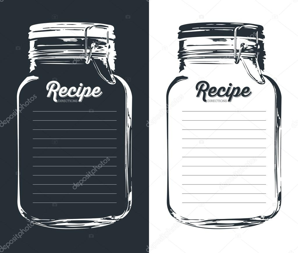 Mason jar with hook recipe card and lines. Template