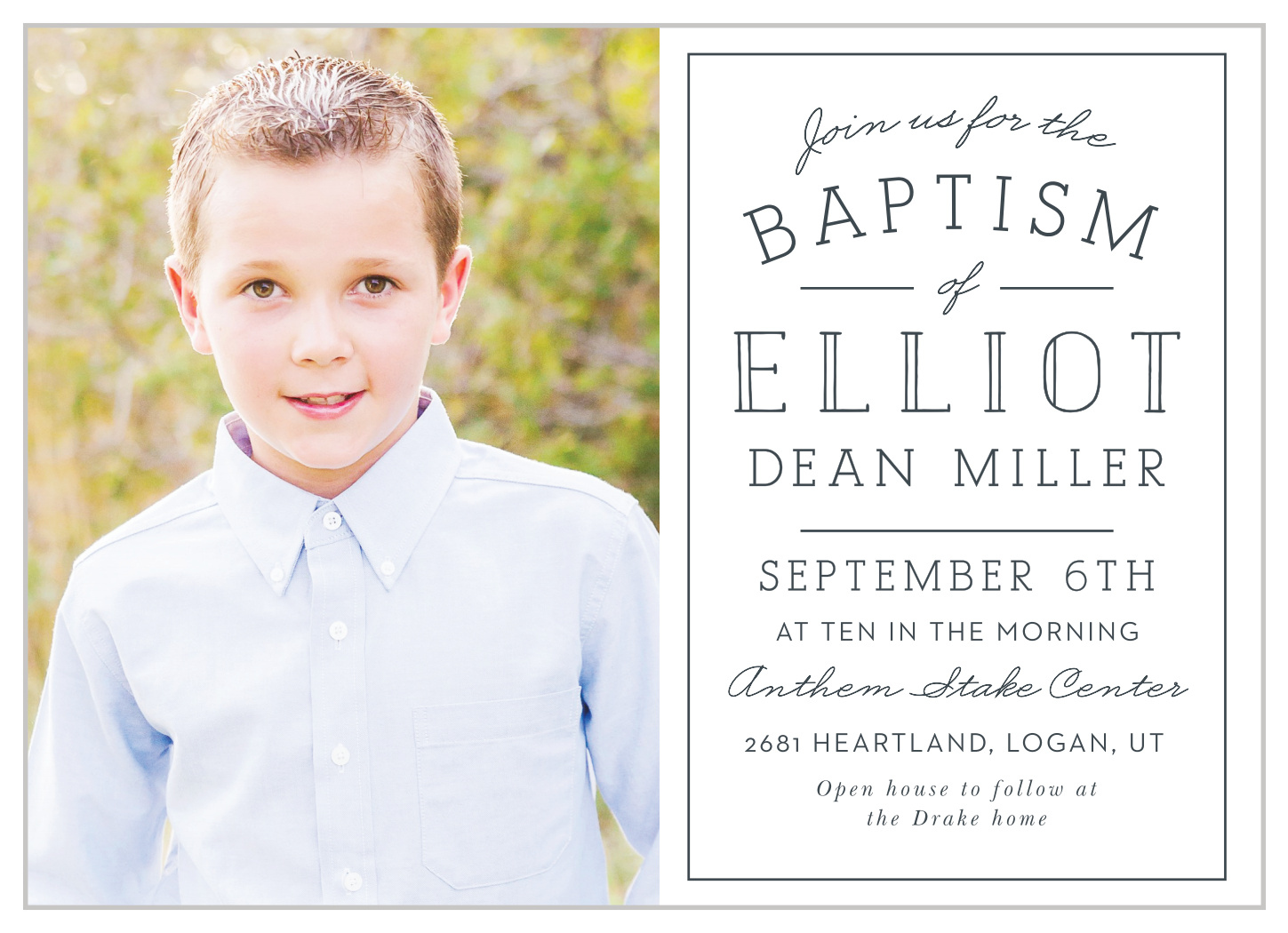 Memorably Modern LDS Baptism Invitations by Basic Invite