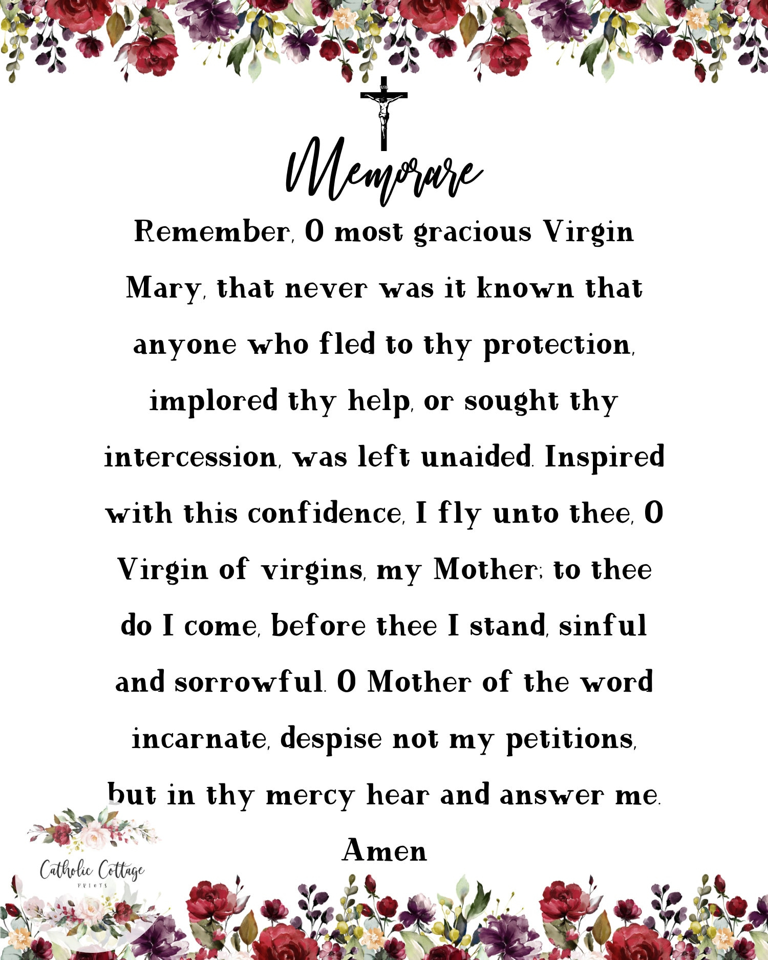 Memorare - Catholic/Christian Prayer in English and Latin, Digital