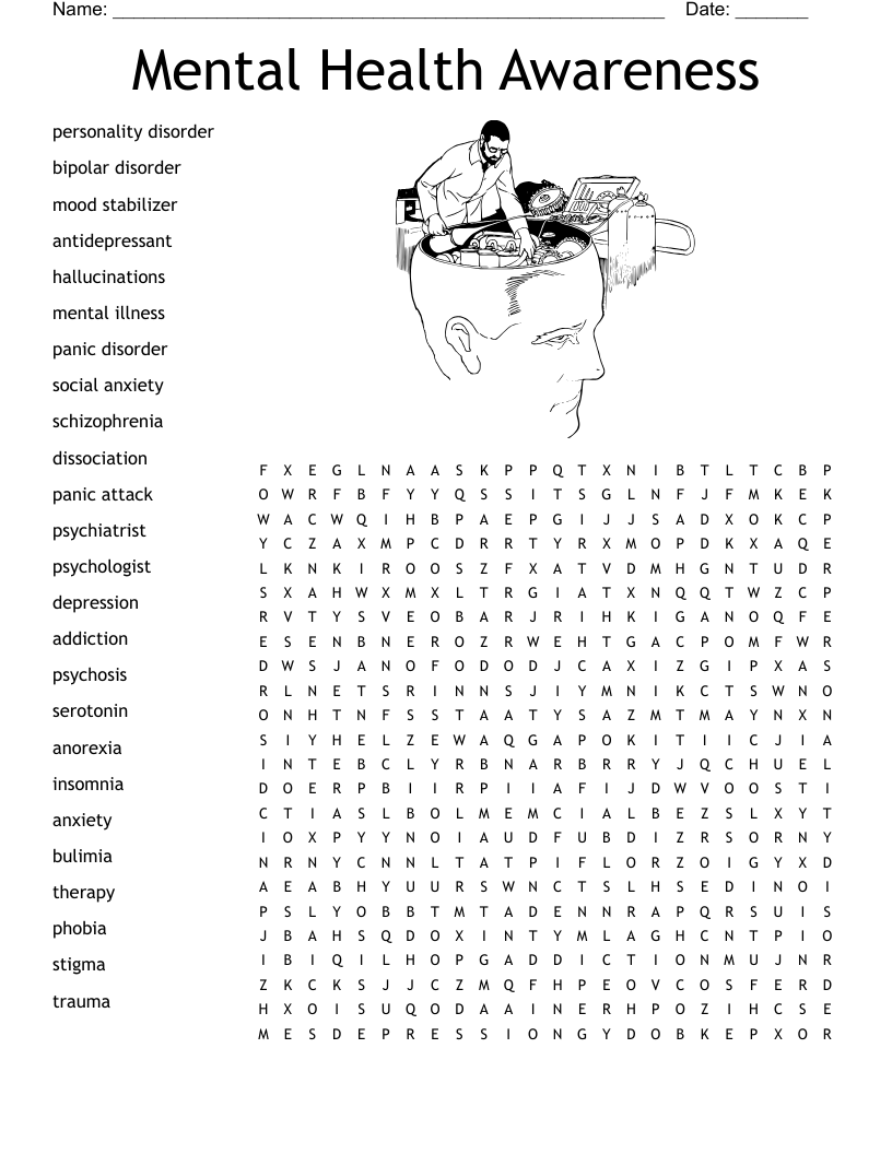 Mental Health Awareness Word Search - WordMint