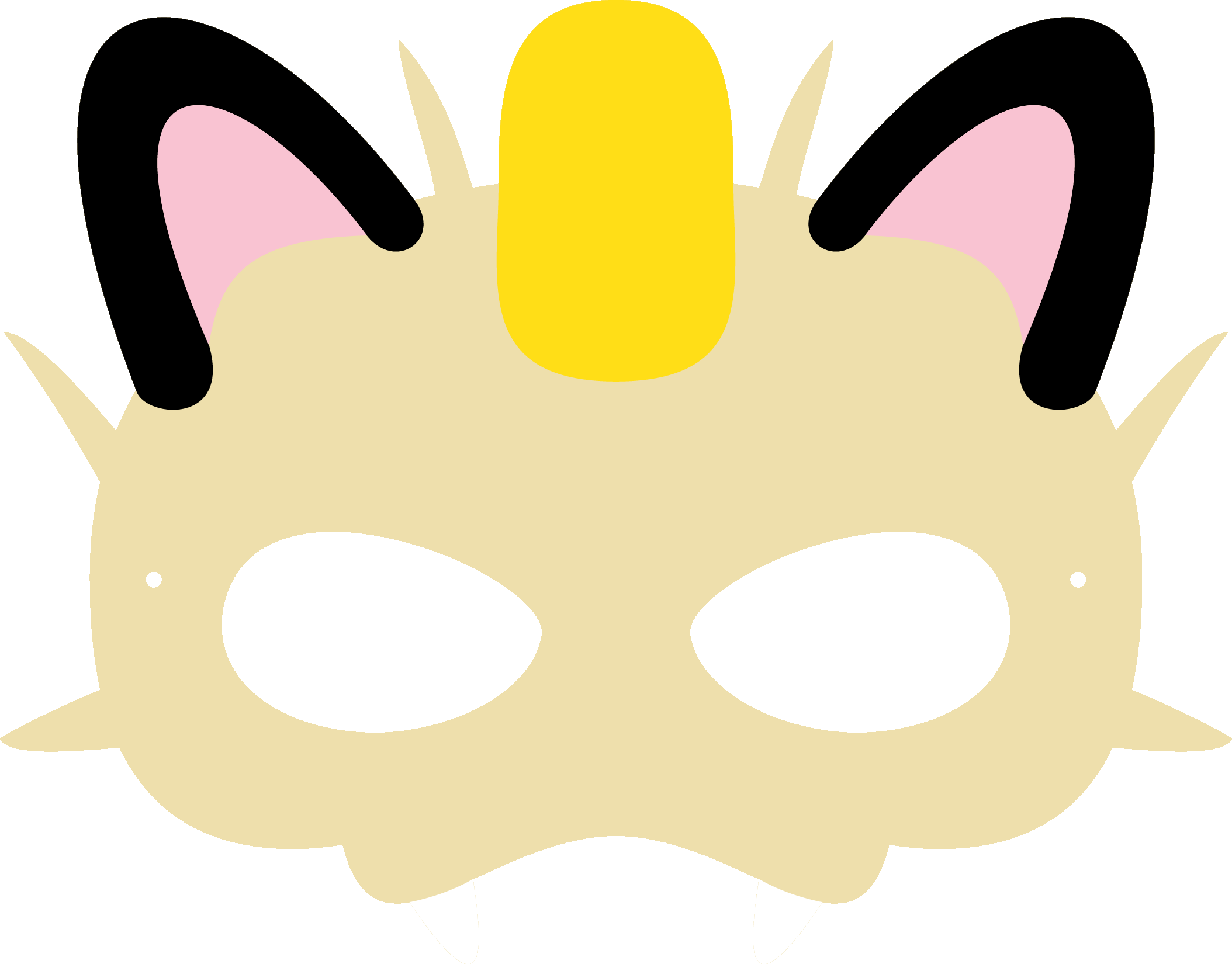 Meowth Inspired Mask - Pokemon Mask Printable - (x) Png Meowth Inspired Mask - Pokemon Mask Printable - (x) Png