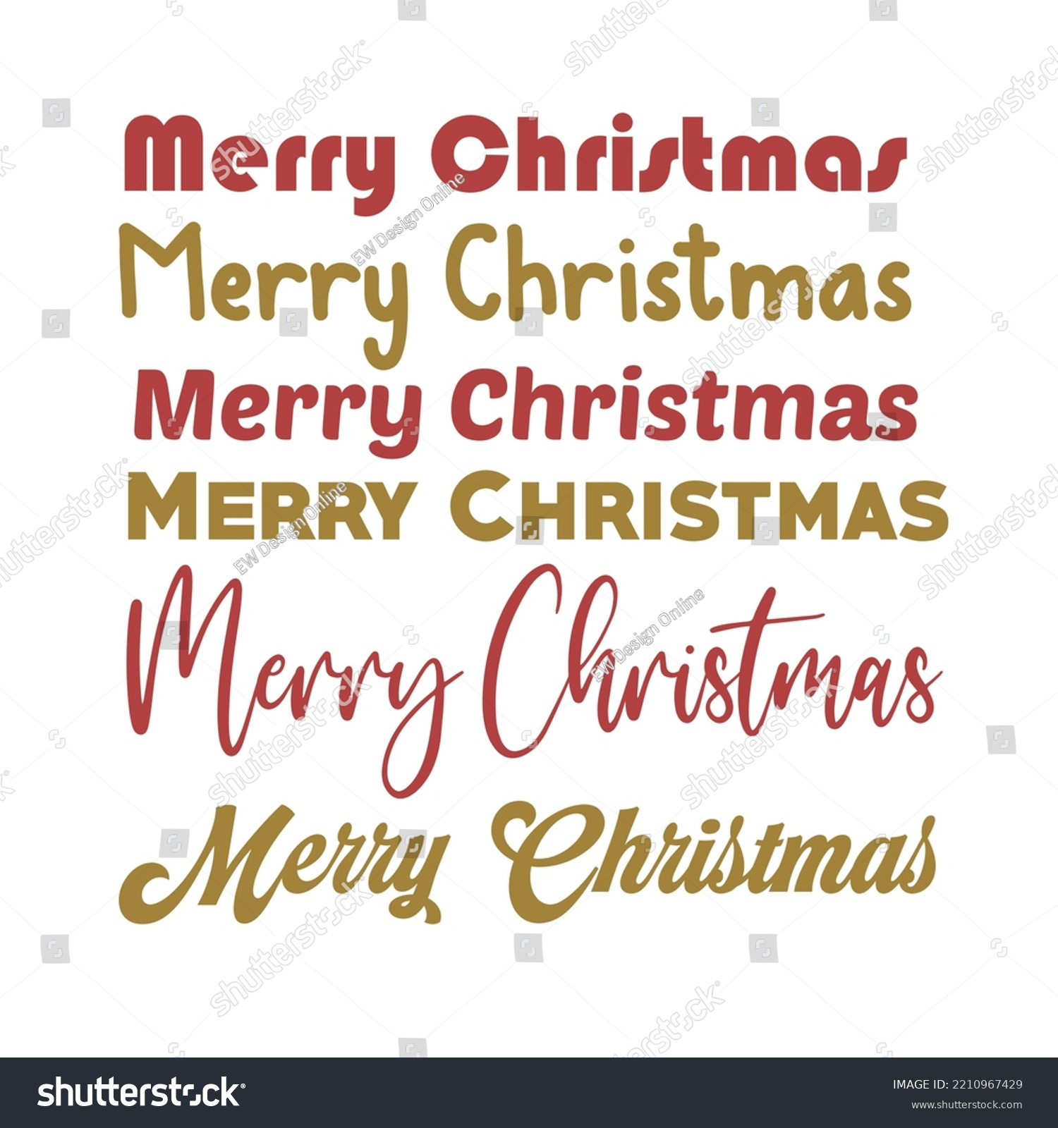 Merry Christmas Calligraphy Typography Text Printable Stock Vector