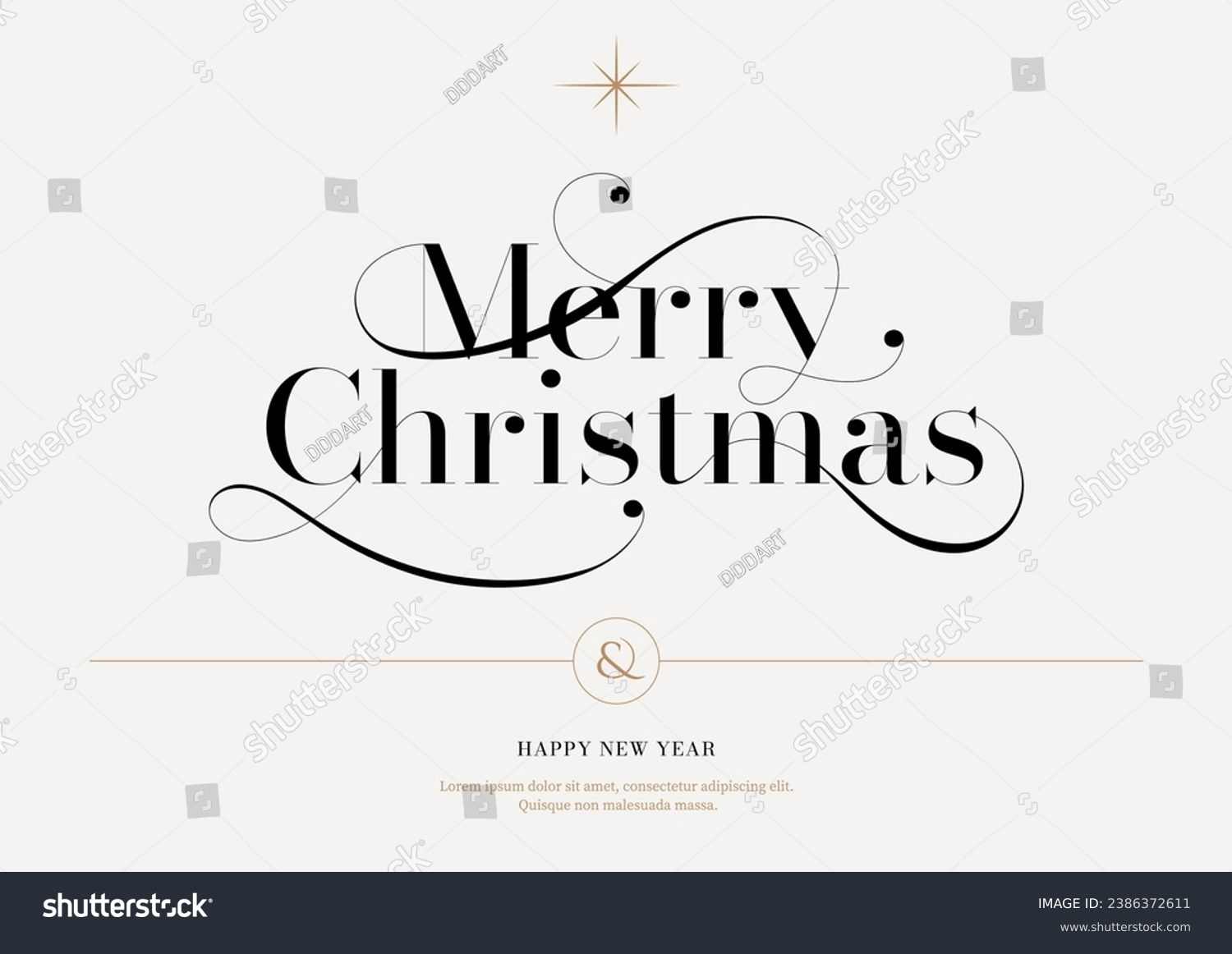 Merry Christmas Lettering Template Xmas Greeting Stock Vector