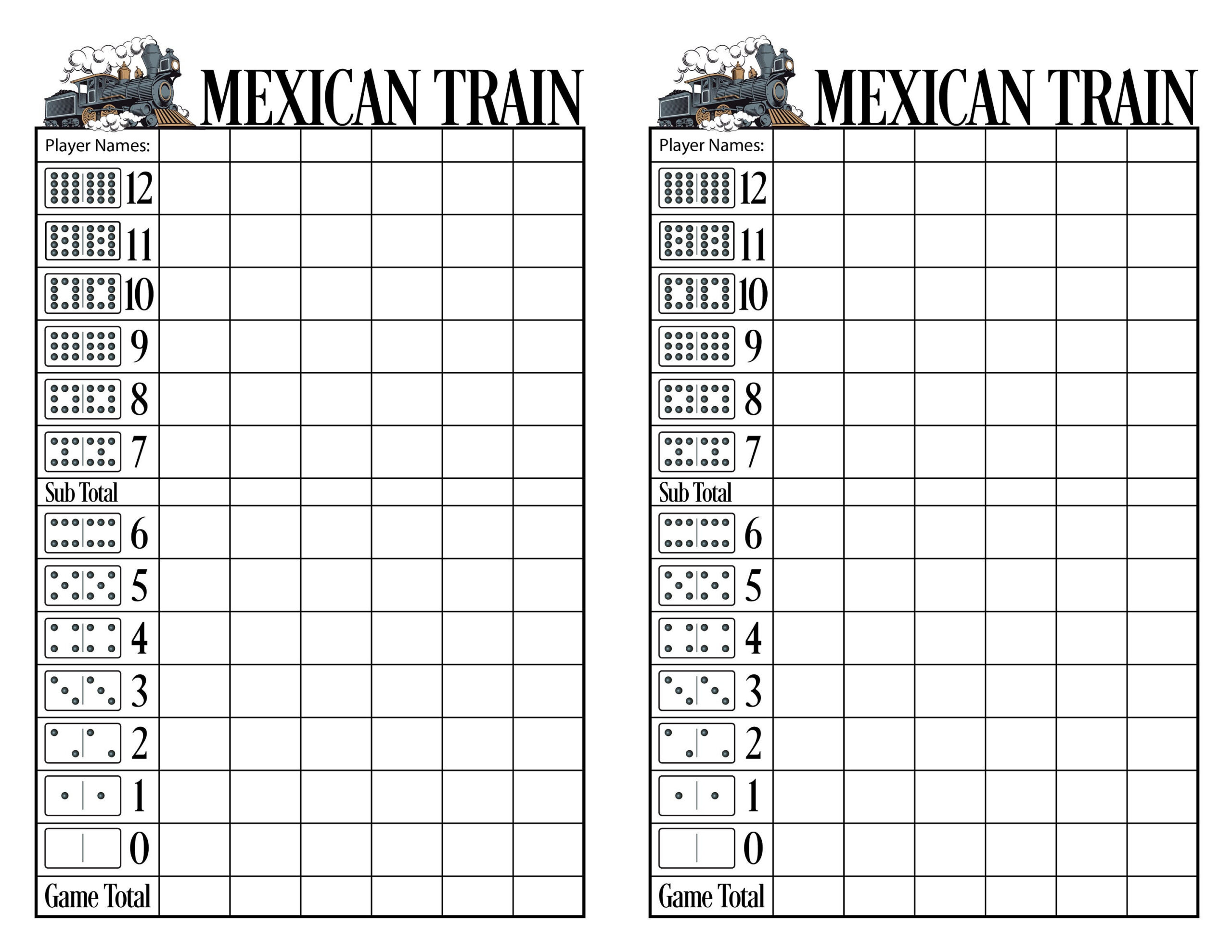Mexican Train Score Sheet Pdf - Etsy Mexican Train Score Sheet Pdf - Etsy