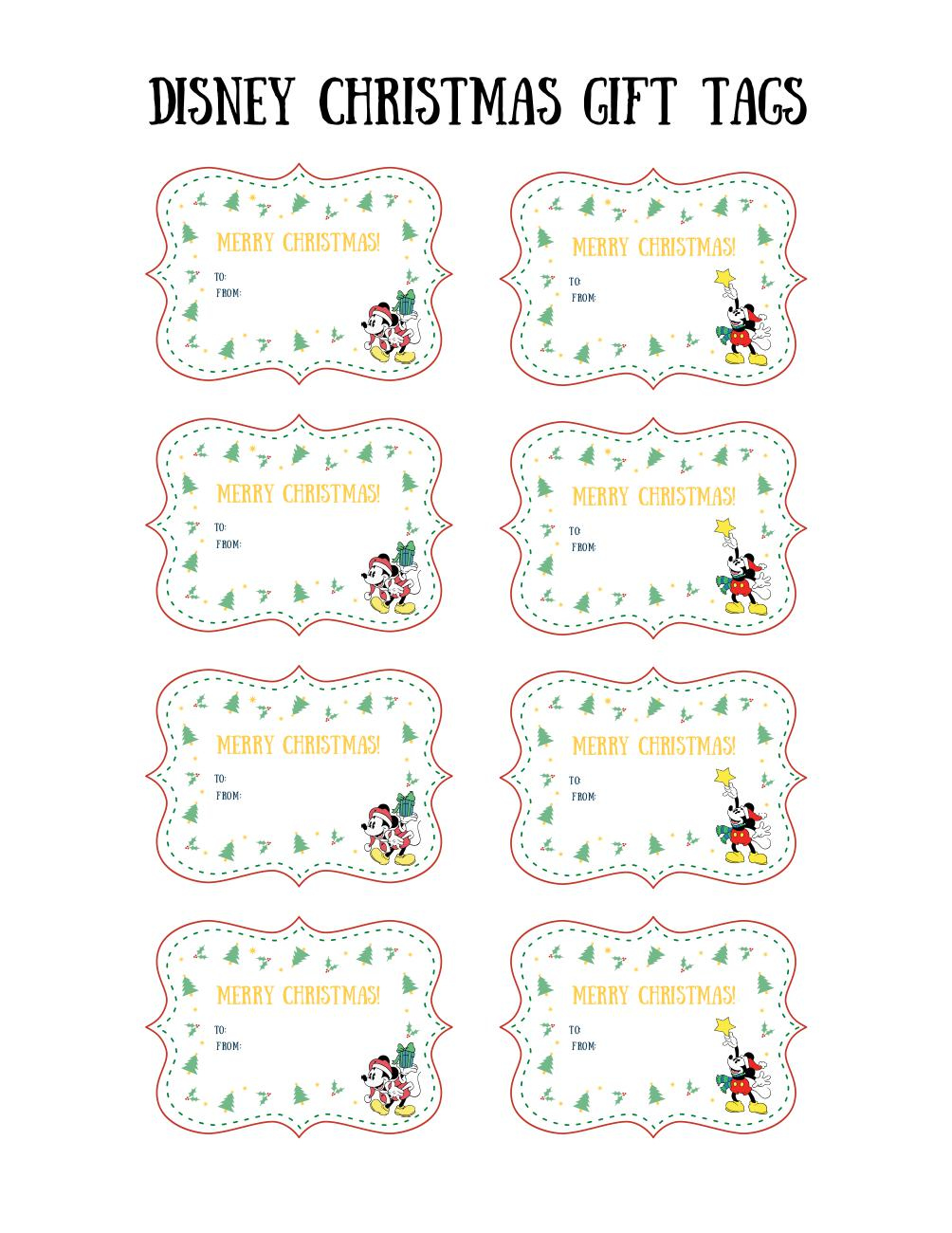 Mickey Christmas Gift Tags with Free Printable  OMC