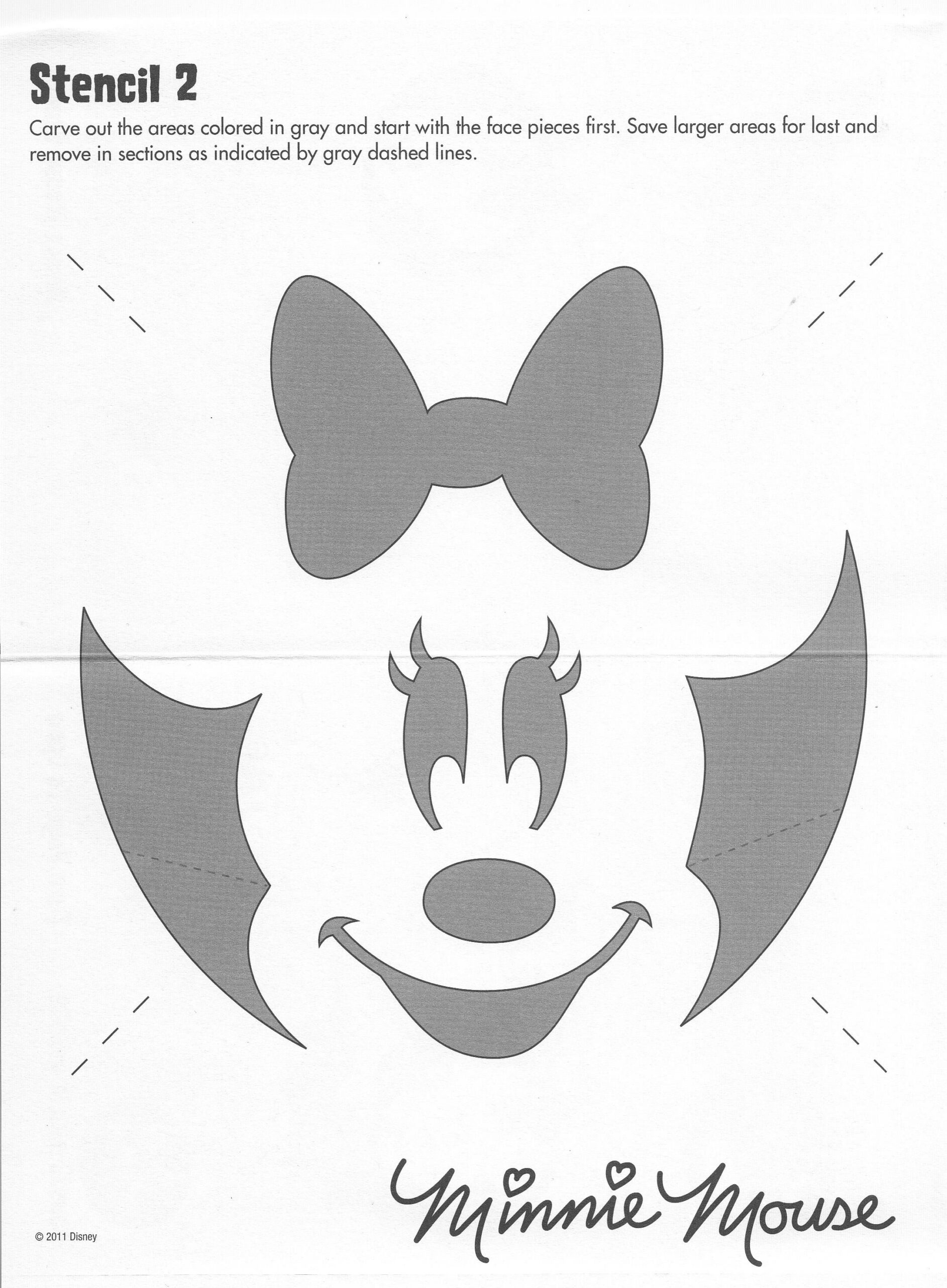 Mickey Mouse: Minnie (Free Pumpkin Stencil - Pumpkin Pattern