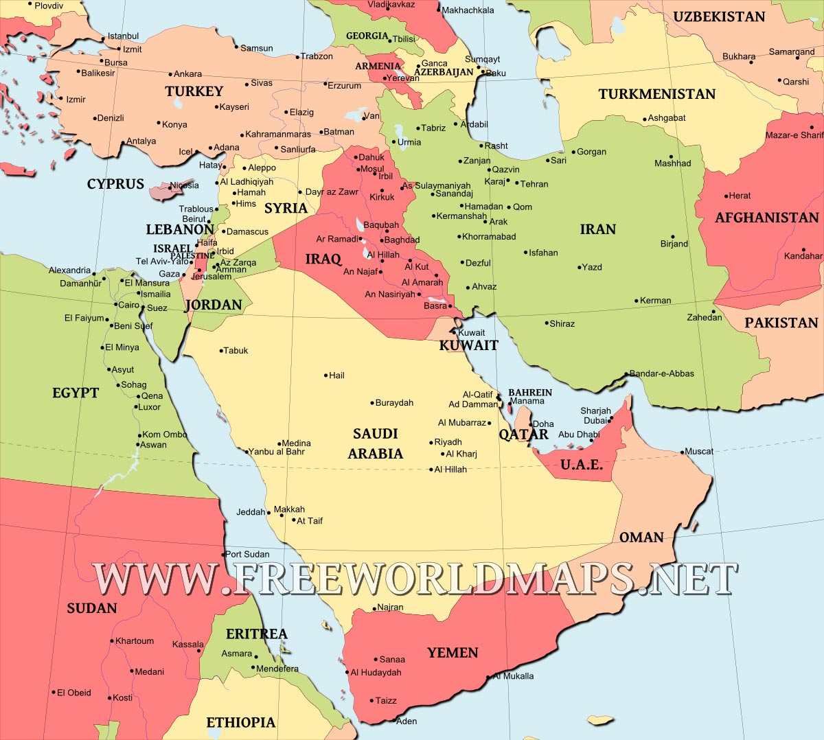 Middle East map – Freeworldmaps Middle East map – Freeworldmaps