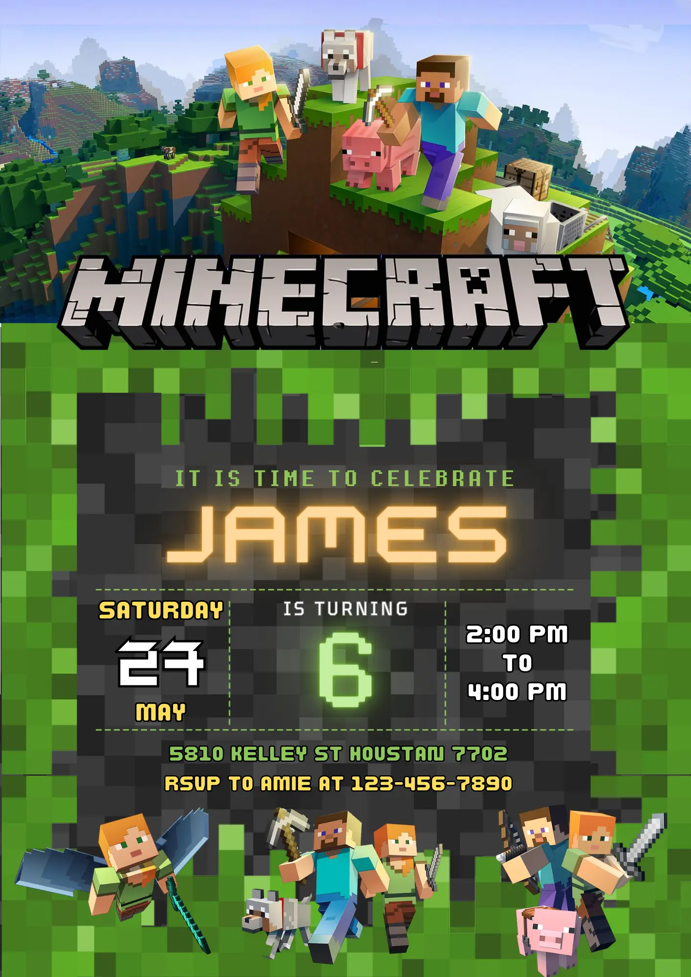 Minecraft Birthday Invitation Template Minecraft Birthday Invitation Template
