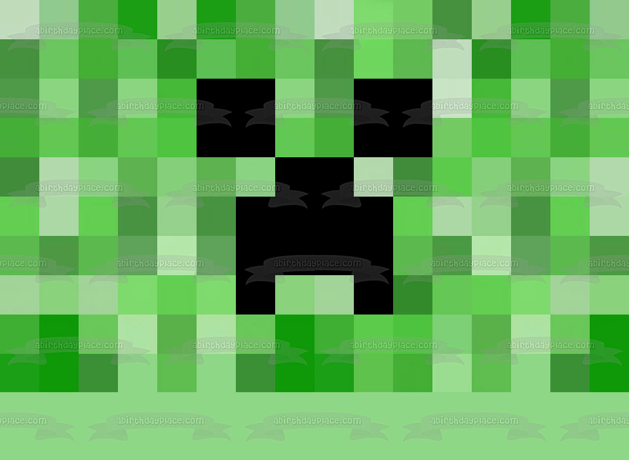 Minecraft Creeper Face Green Edible Cake Topper Image ABPID